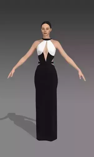 dress black and white color  Low-poly 3D model