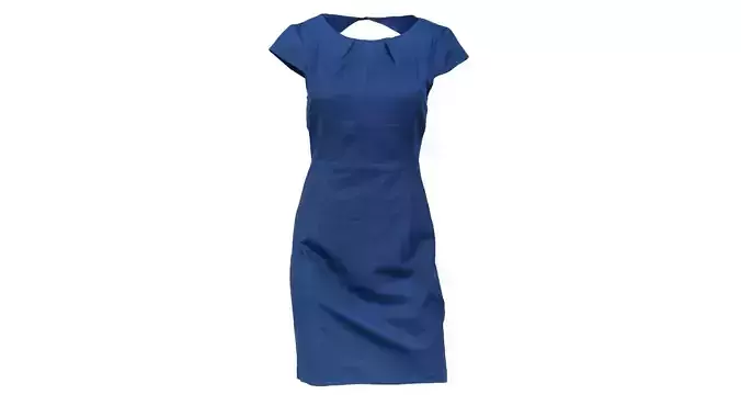 Plain Blue Zipper Dress