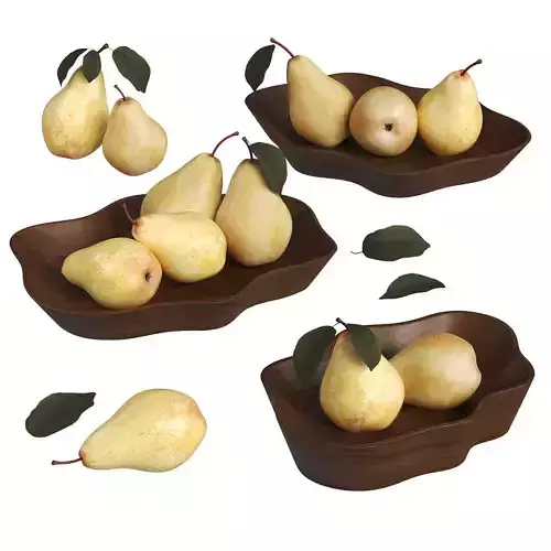 Wooden Bowls With Pears