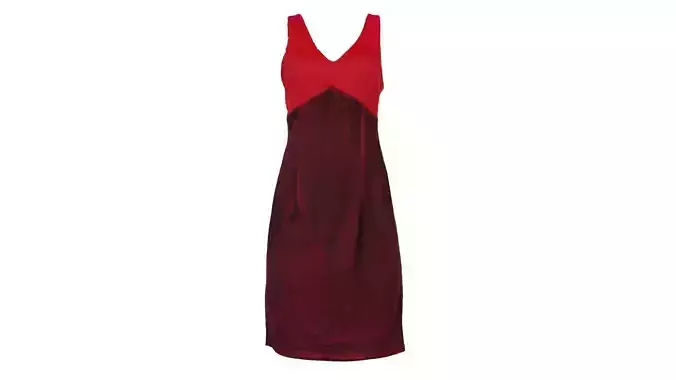 Red Velvet Dress Low-poly 3D model