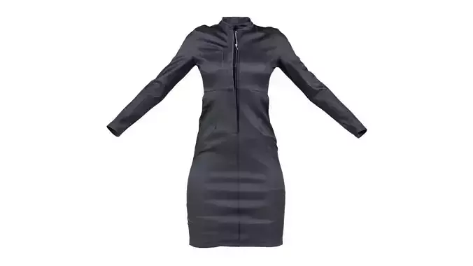 Split Leather Zipper Dress