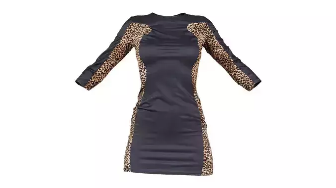 Tiger Panel Leather Dress