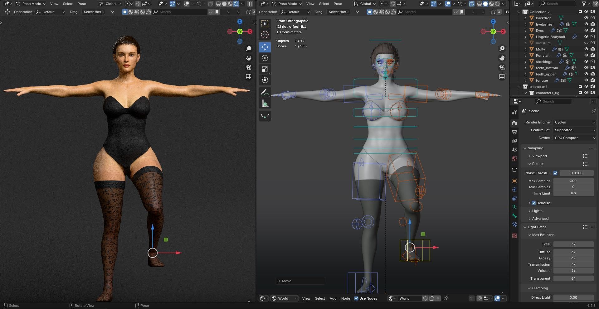 Detailed Sexy Female Character Fully Rigged Molly Low-poly 3D model_17