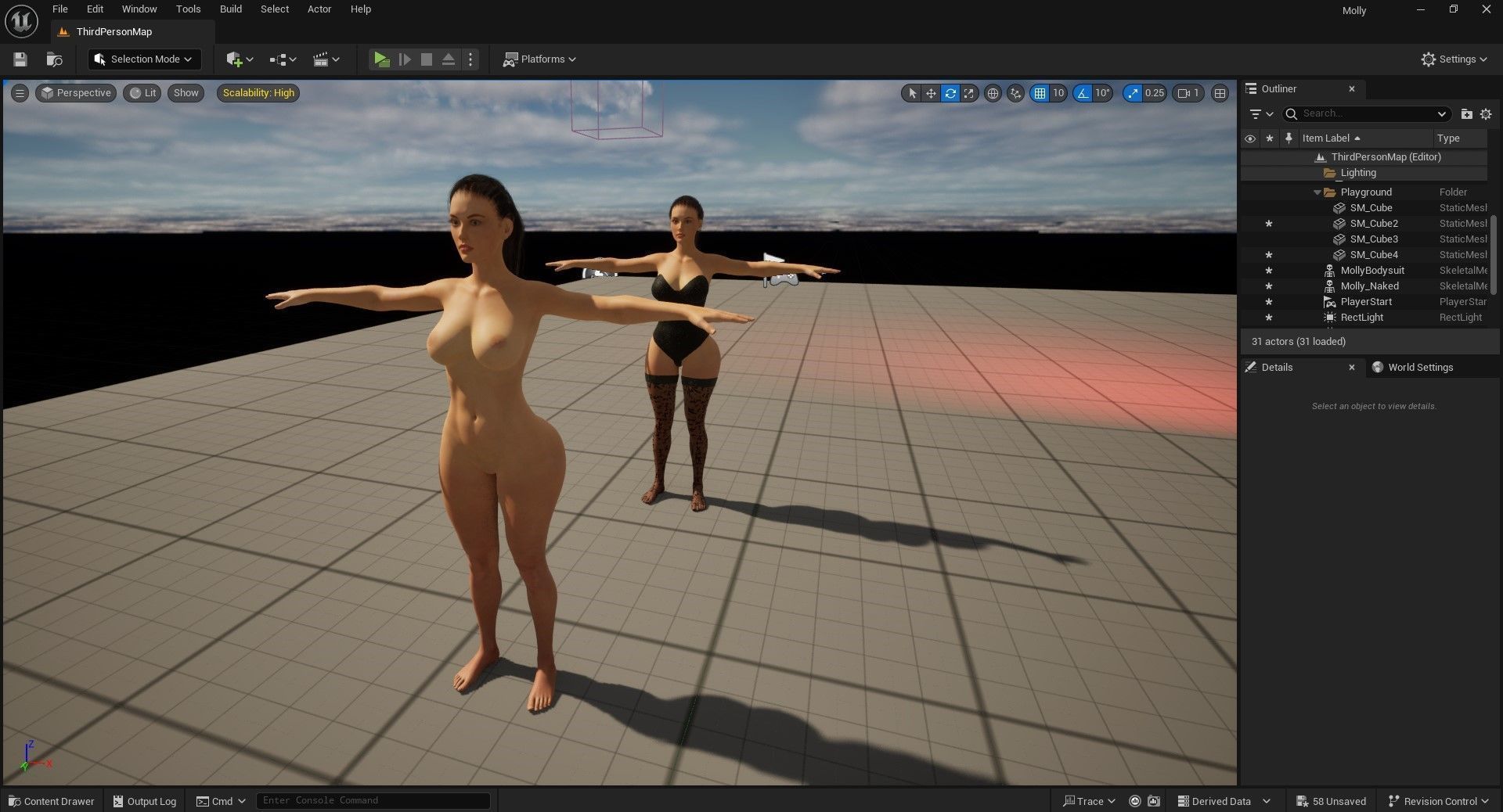 Detailed Sexy Female Character Fully Rigged Molly Low-poly 3D model_15