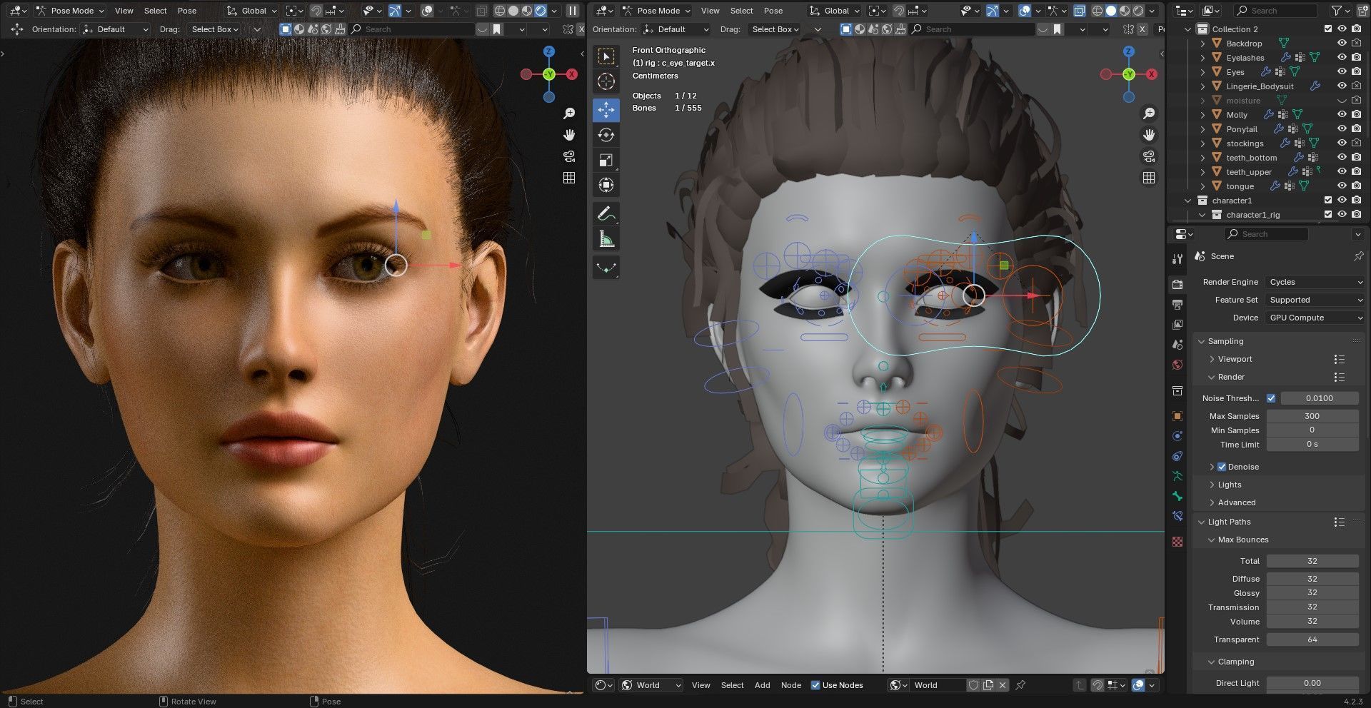 Detailed Sexy Female Character Fully Rigged Molly Low-poly 3D model_13