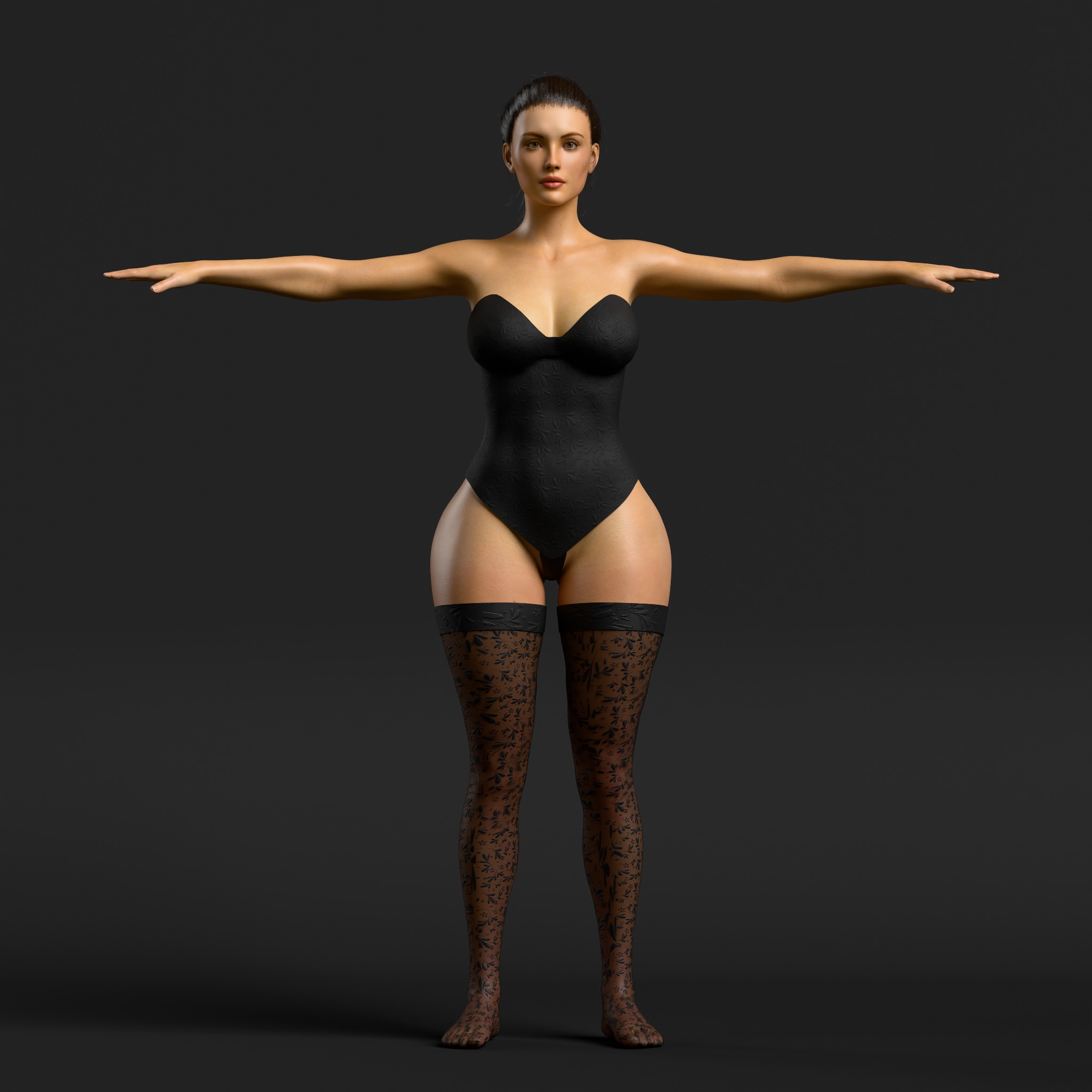 Detailed Sexy Female Character Fully Rigged Molly Low-poly 3D model_1