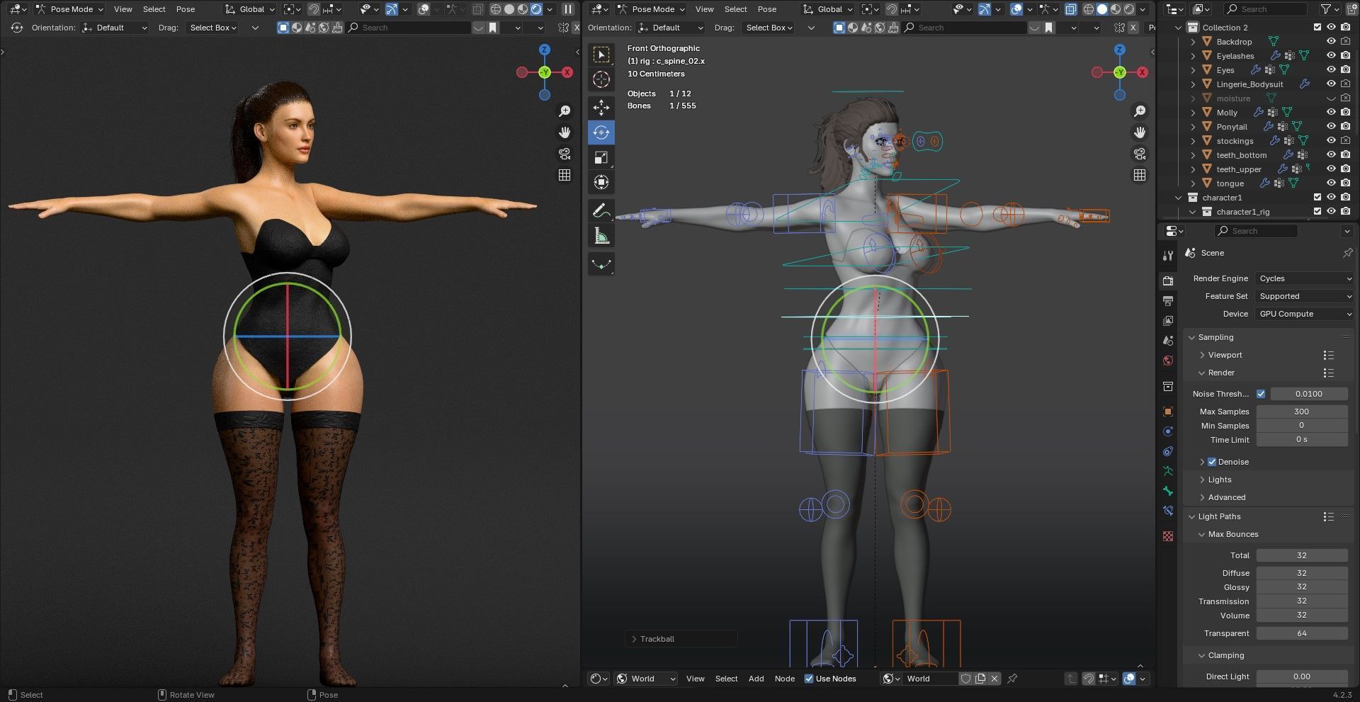 Detailed Sexy Female Character Fully Rigged Molly Low-poly 3D model_18