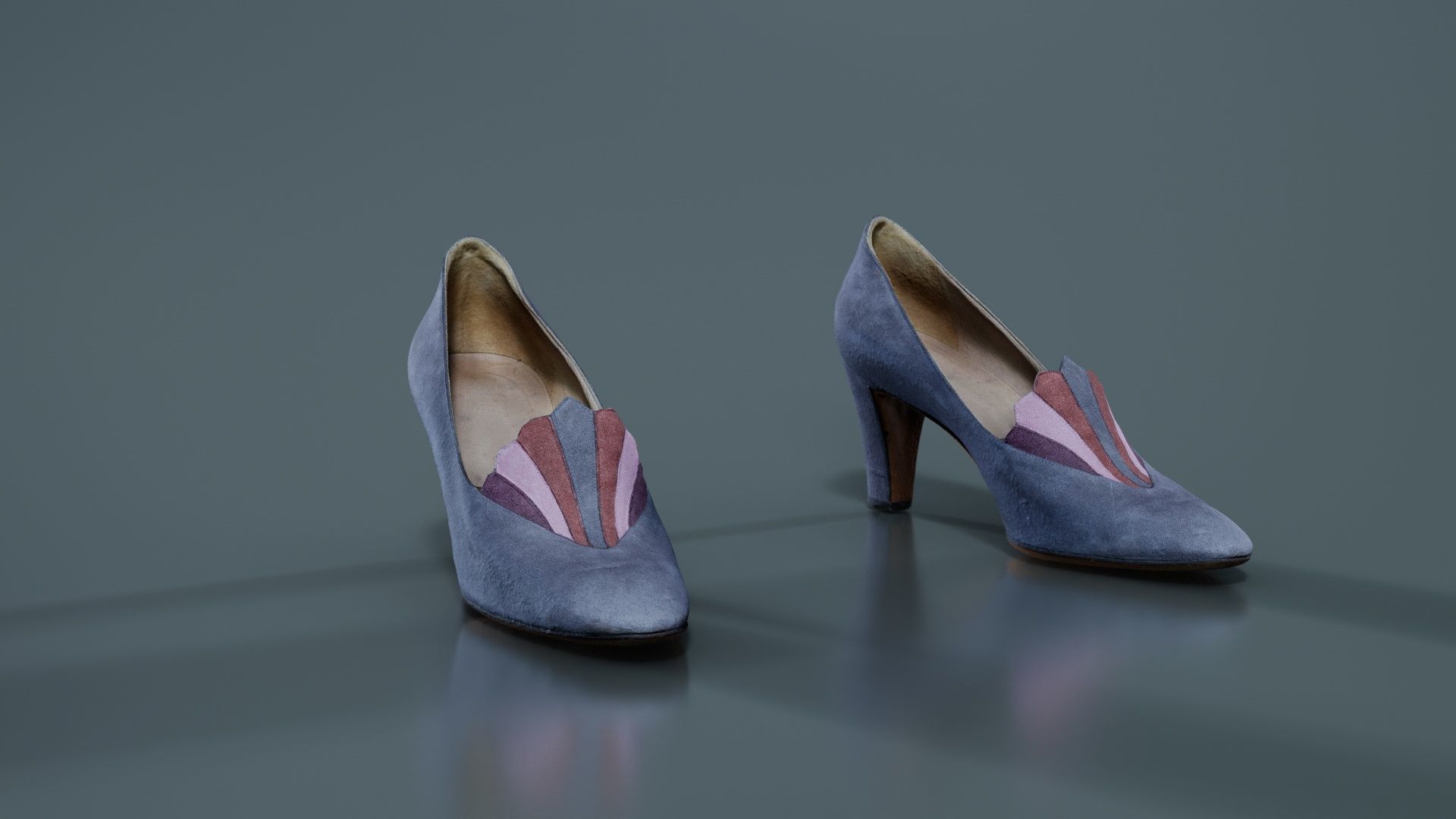 Art Deco Pumps Low-poly 3D model_3