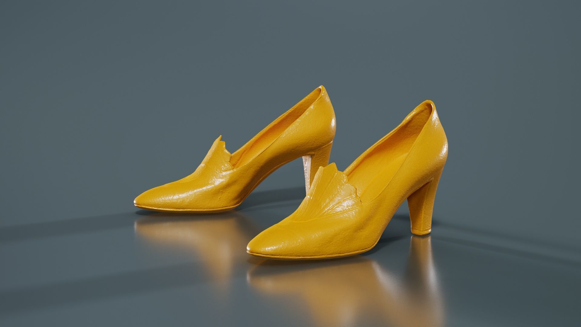 Art Deco Pumps Low-poly 3D model_12