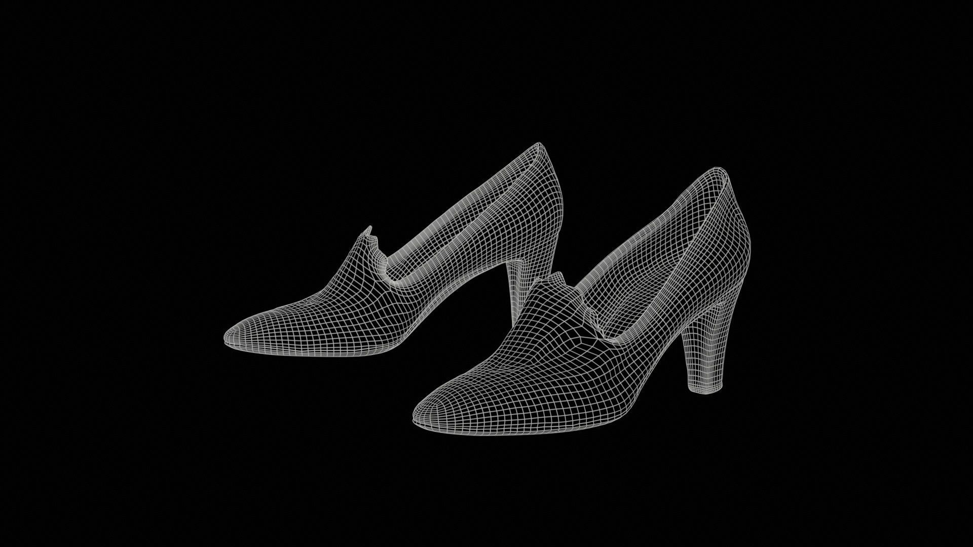 Art Deco Pumps Low-poly 3D model_11