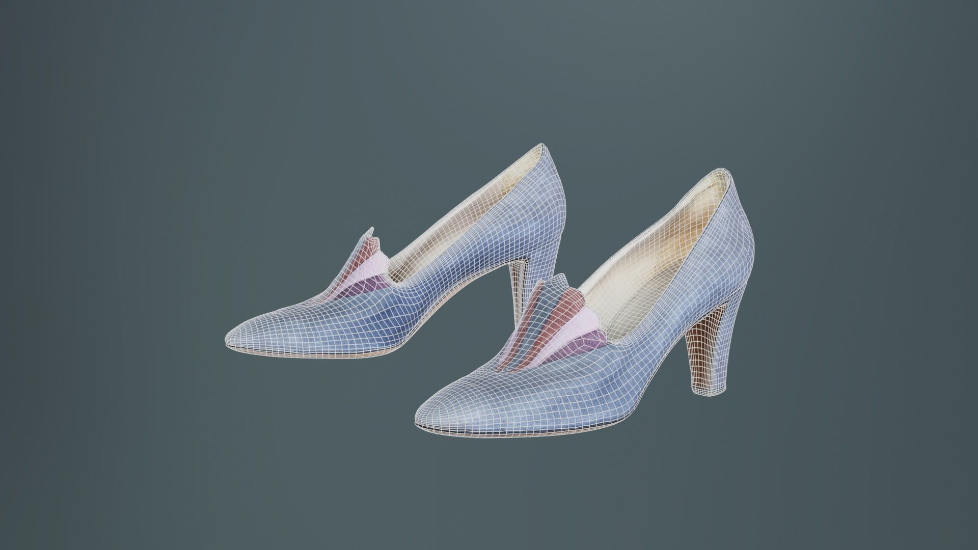 Art Deco Pumps Low-poly 3D model_9