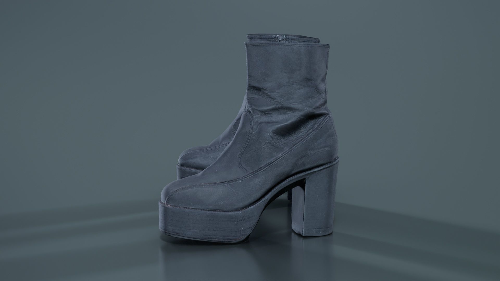 Big Black Boots Low-poly 3D model_6