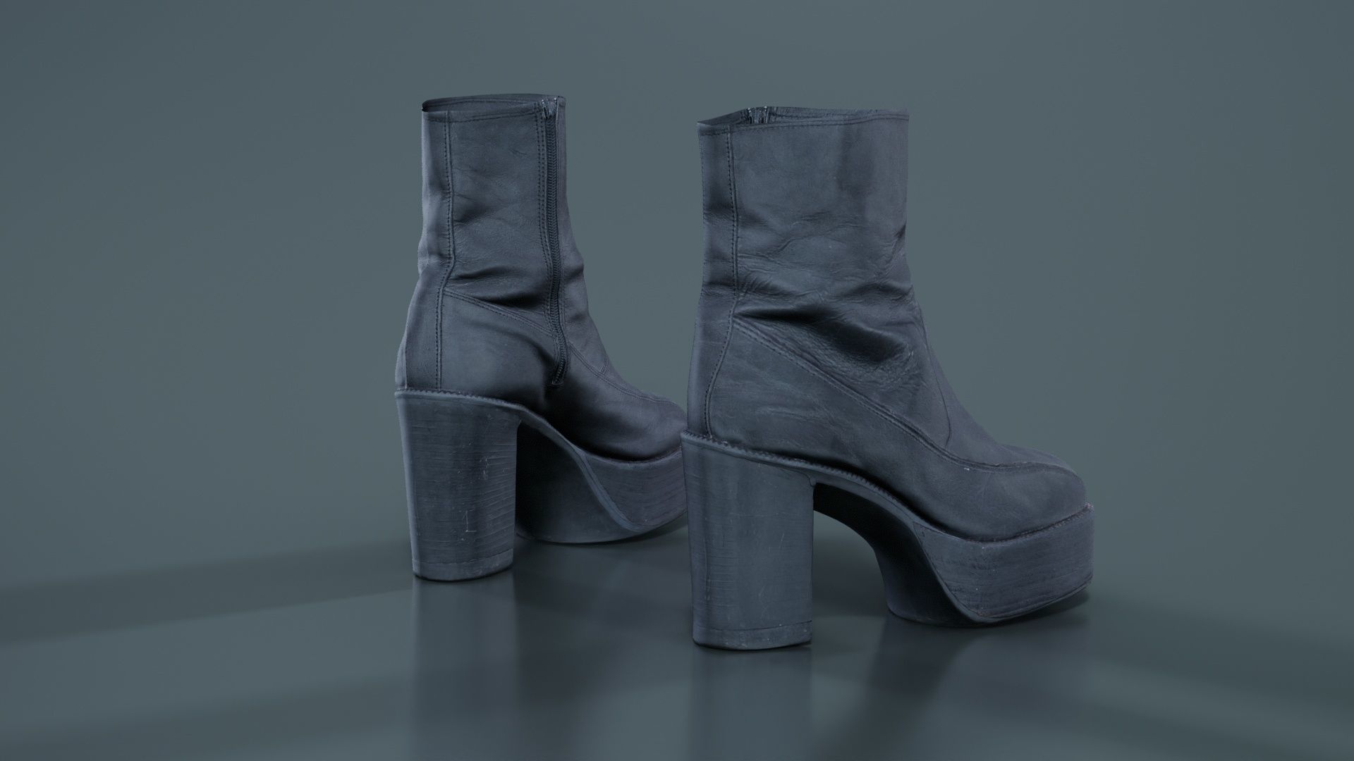 Big Black Boots Low-poly 3D model_3
