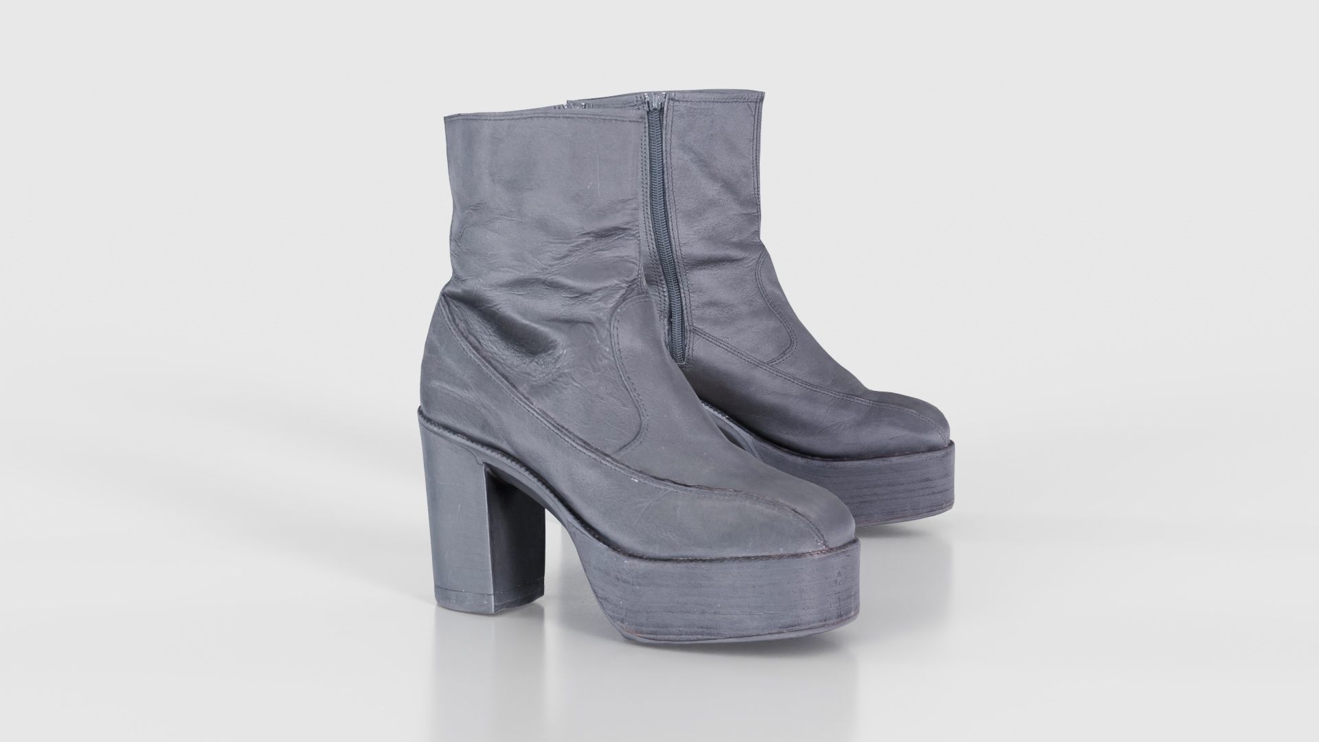 Big Black Boots Low-poly 3D model_19