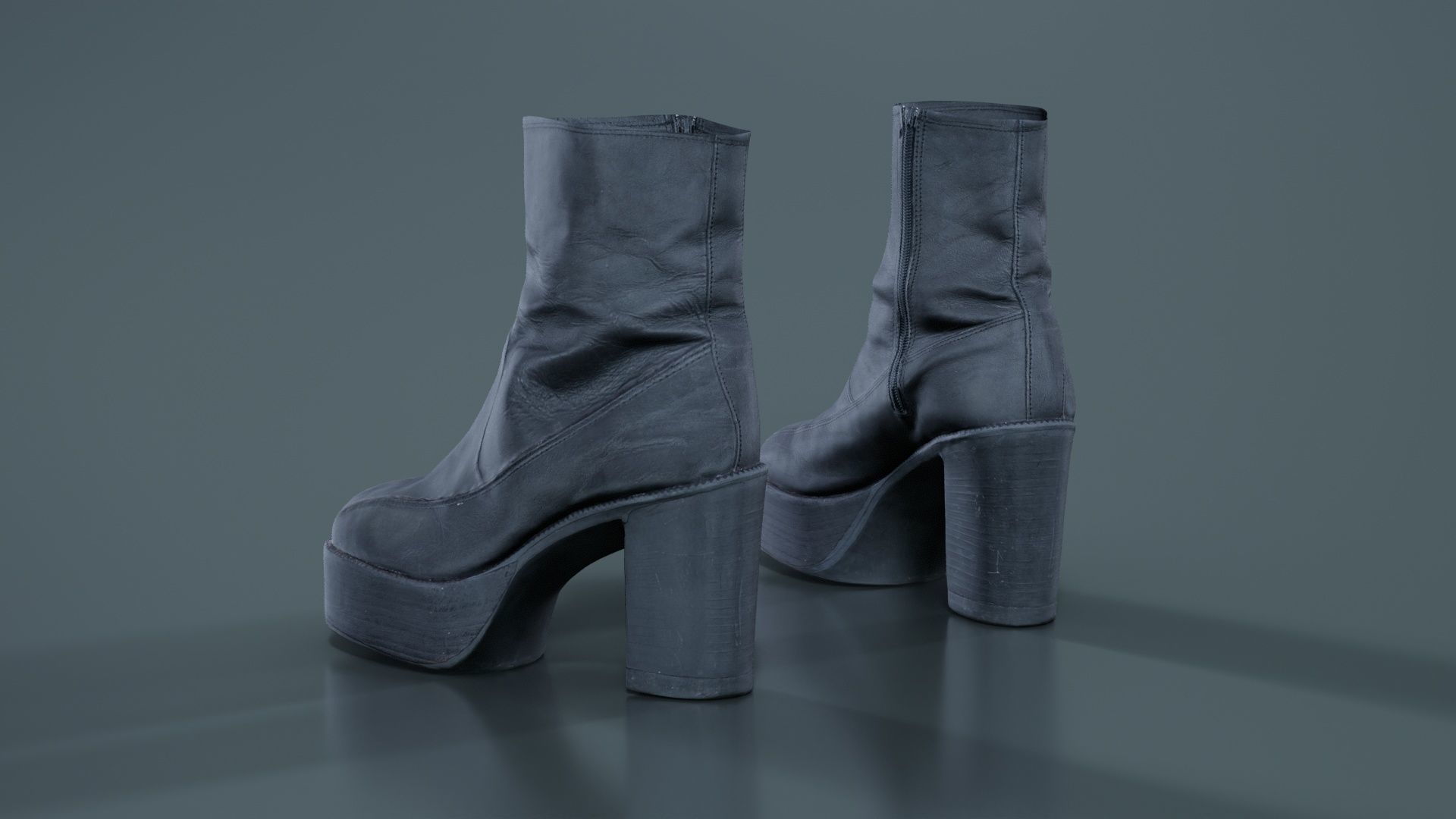Big Black Boots Low-poly 3D model_2