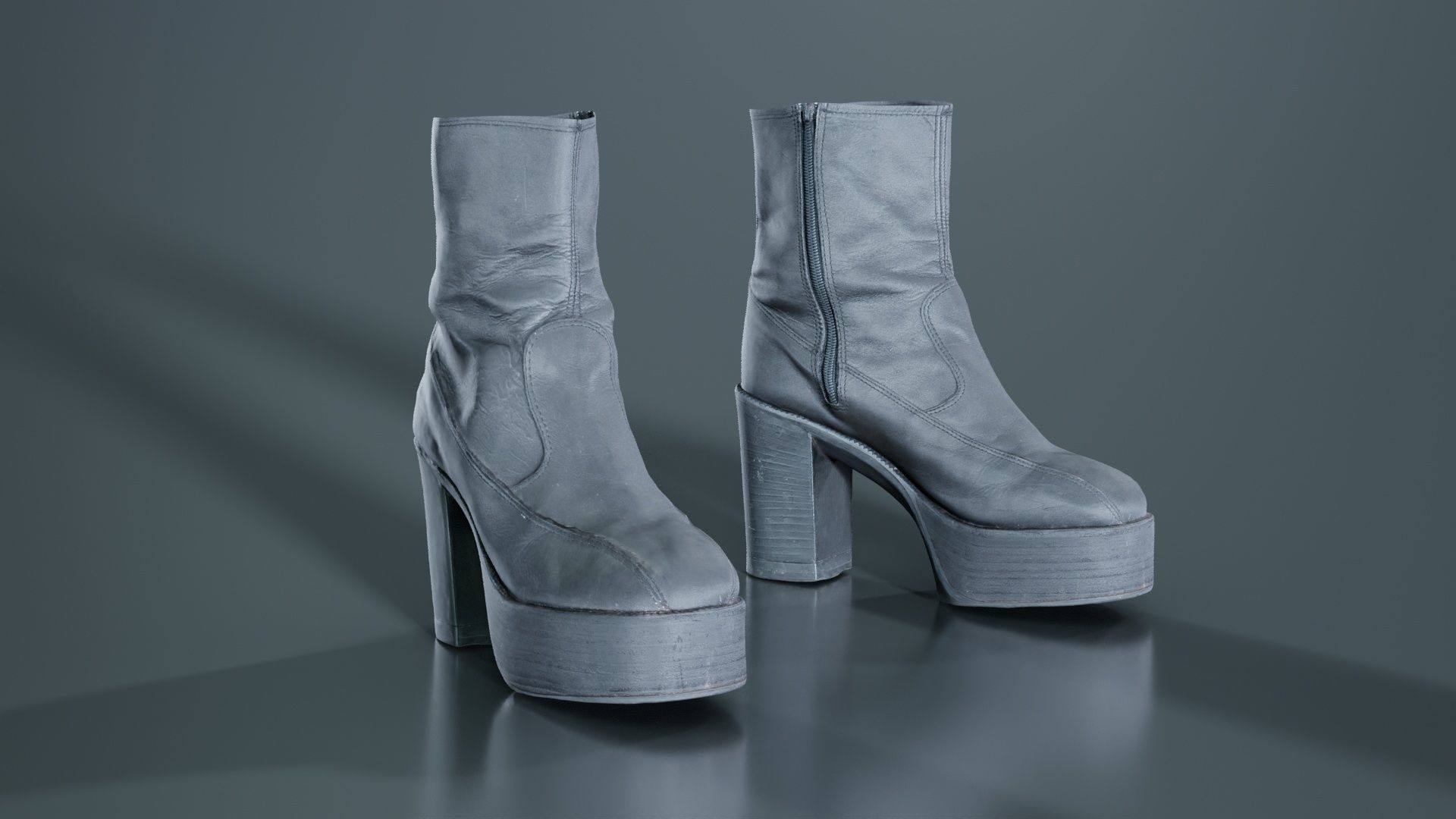 Big Black Boots Low-poly 3D model_7