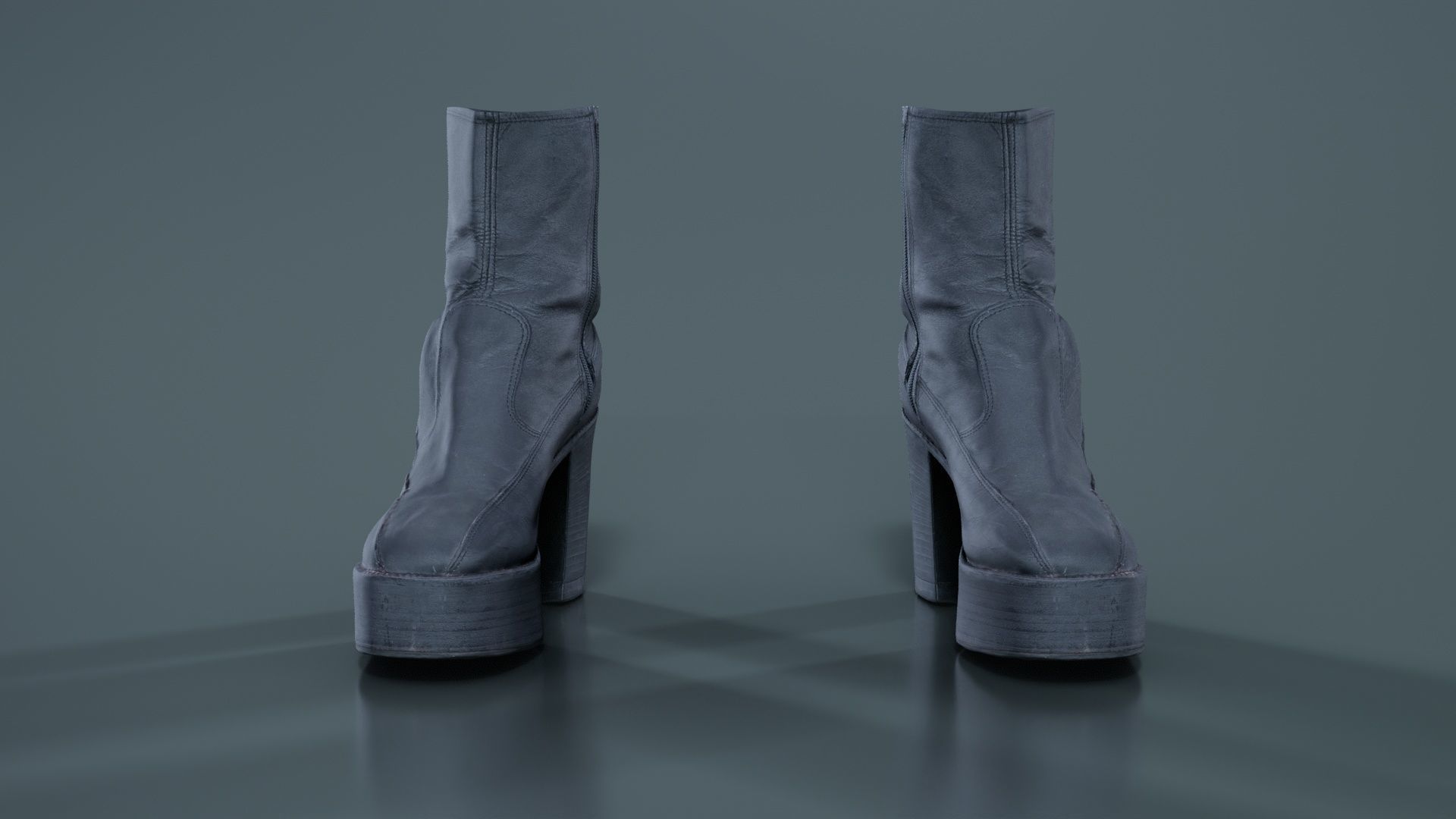 Big Black Boots Low-poly 3D model_4