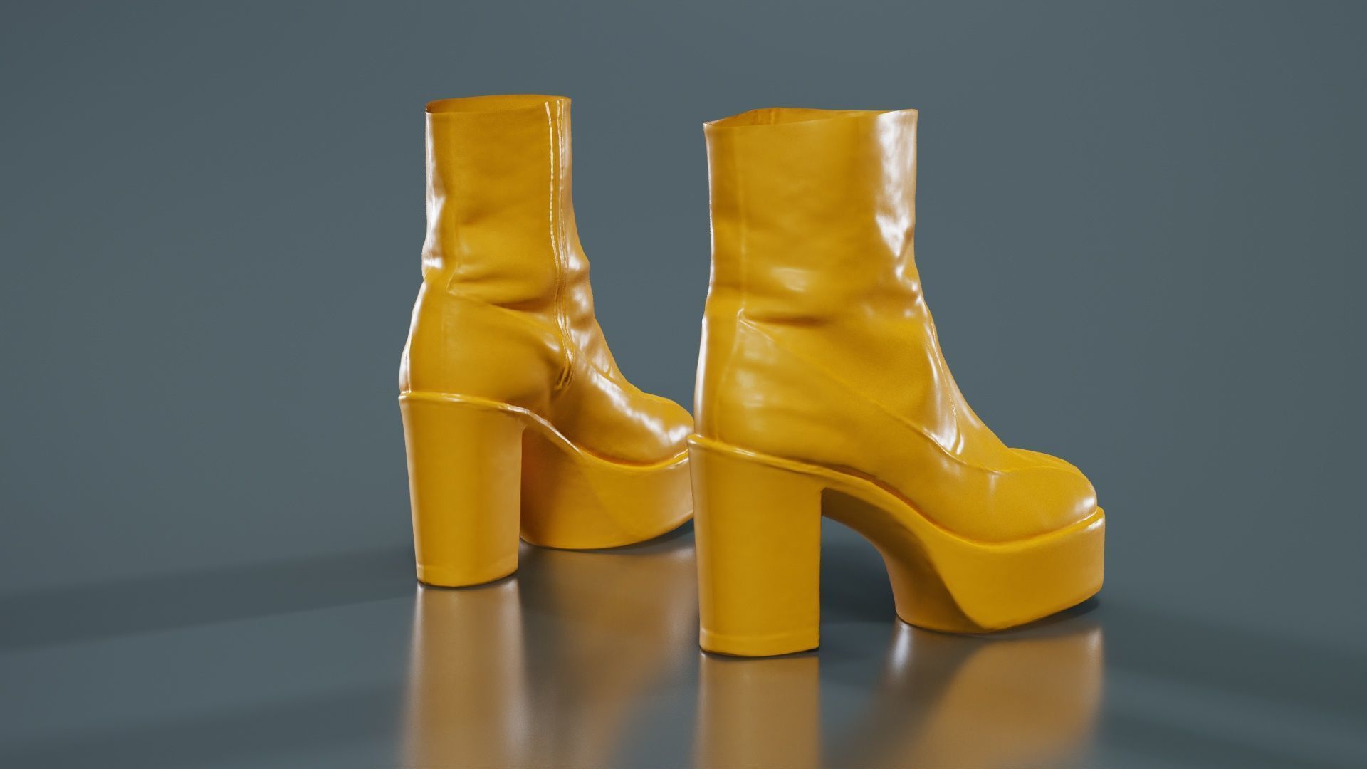 Big Black Boots Low-poly 3D model_13