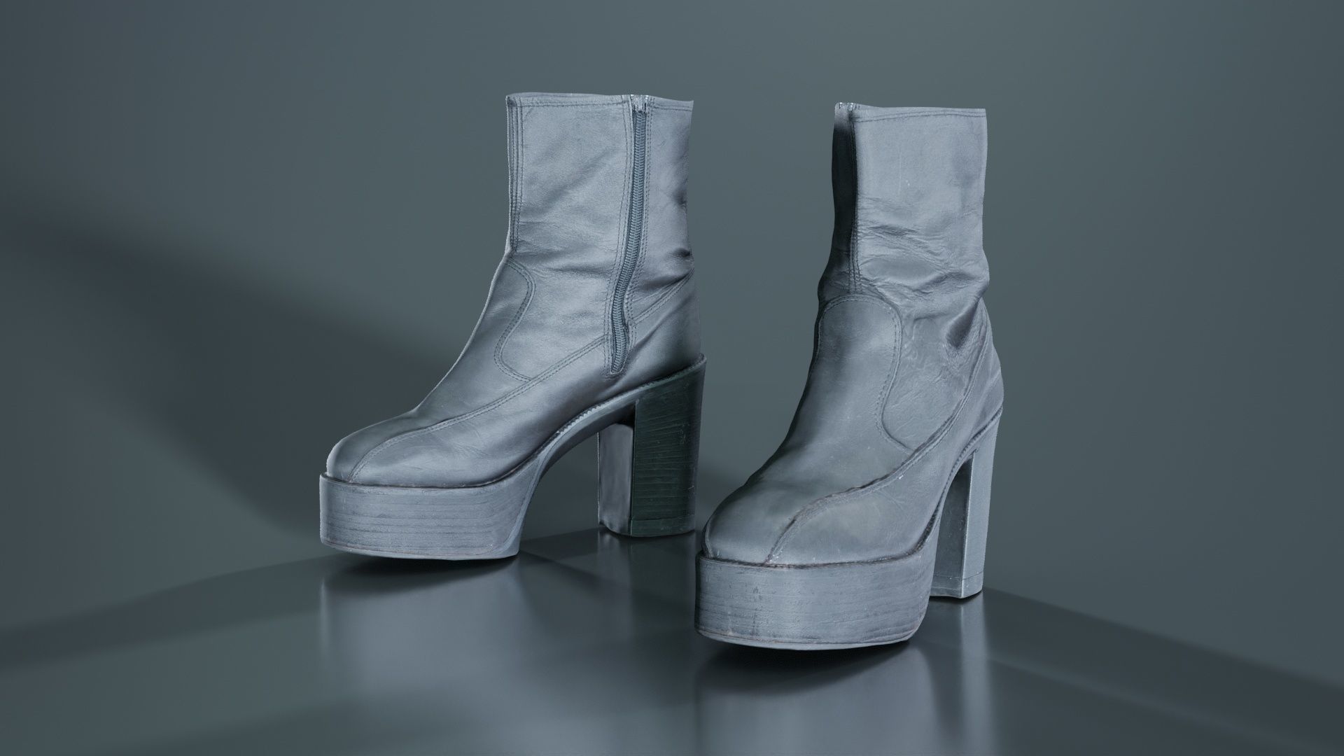 Big Black Boots Low-poly 3D model_8