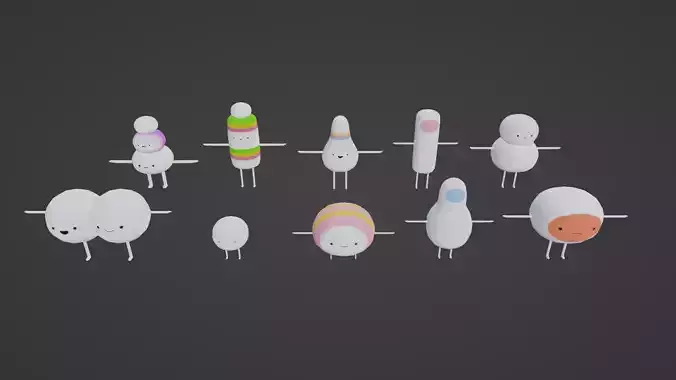 PACK OF 10  CUTE ARMY FROM ADVENTURE TIME Low-poly 3D model