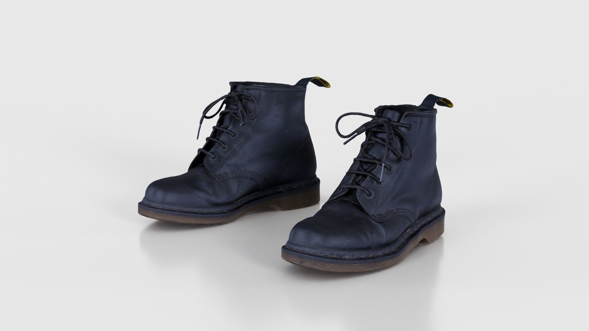 Black Leather Boots Low-poly 3D model_15