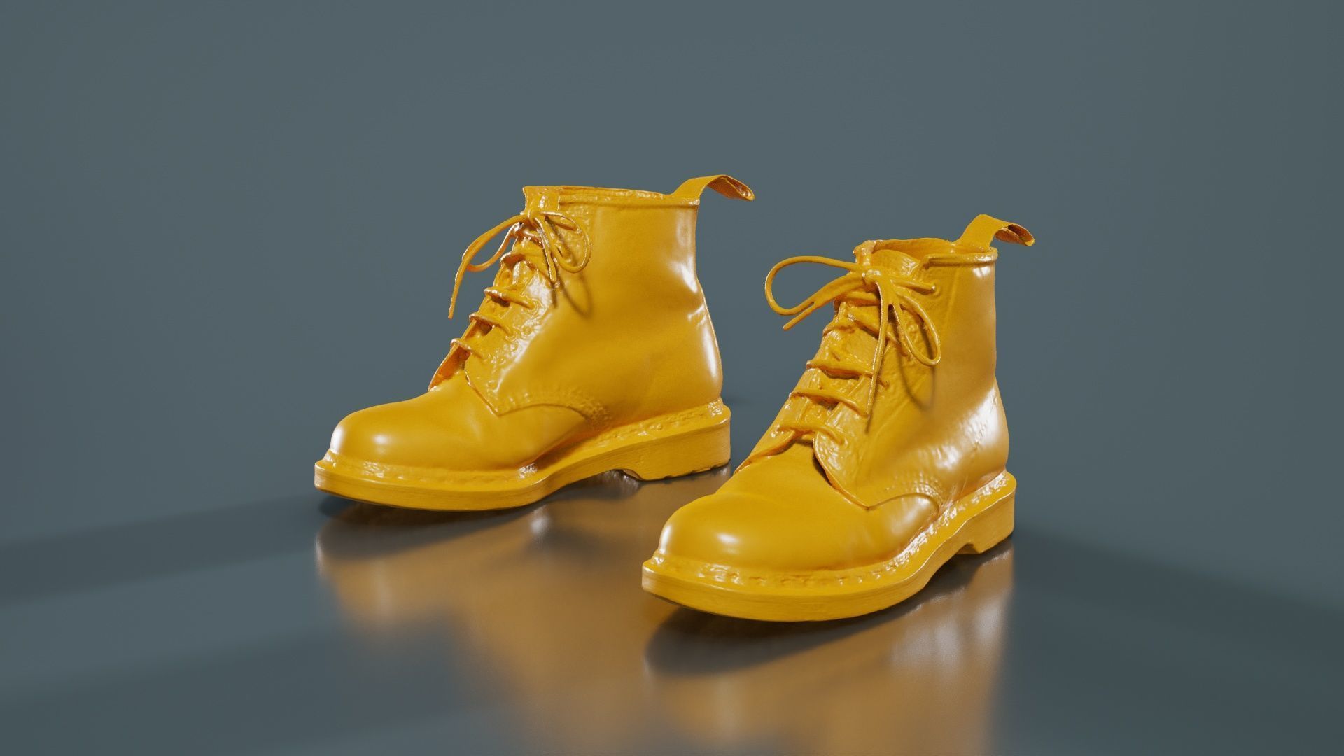 Black Leather Boots Low-poly 3D model_12