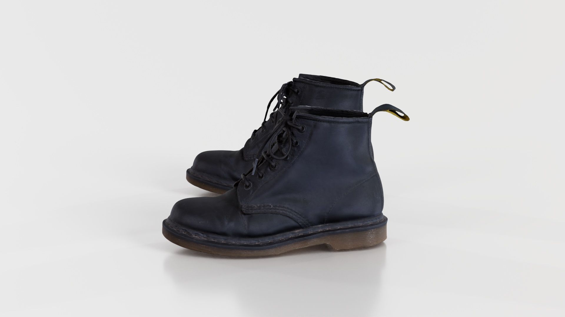 Black Leather Boots Low-poly 3D model_3