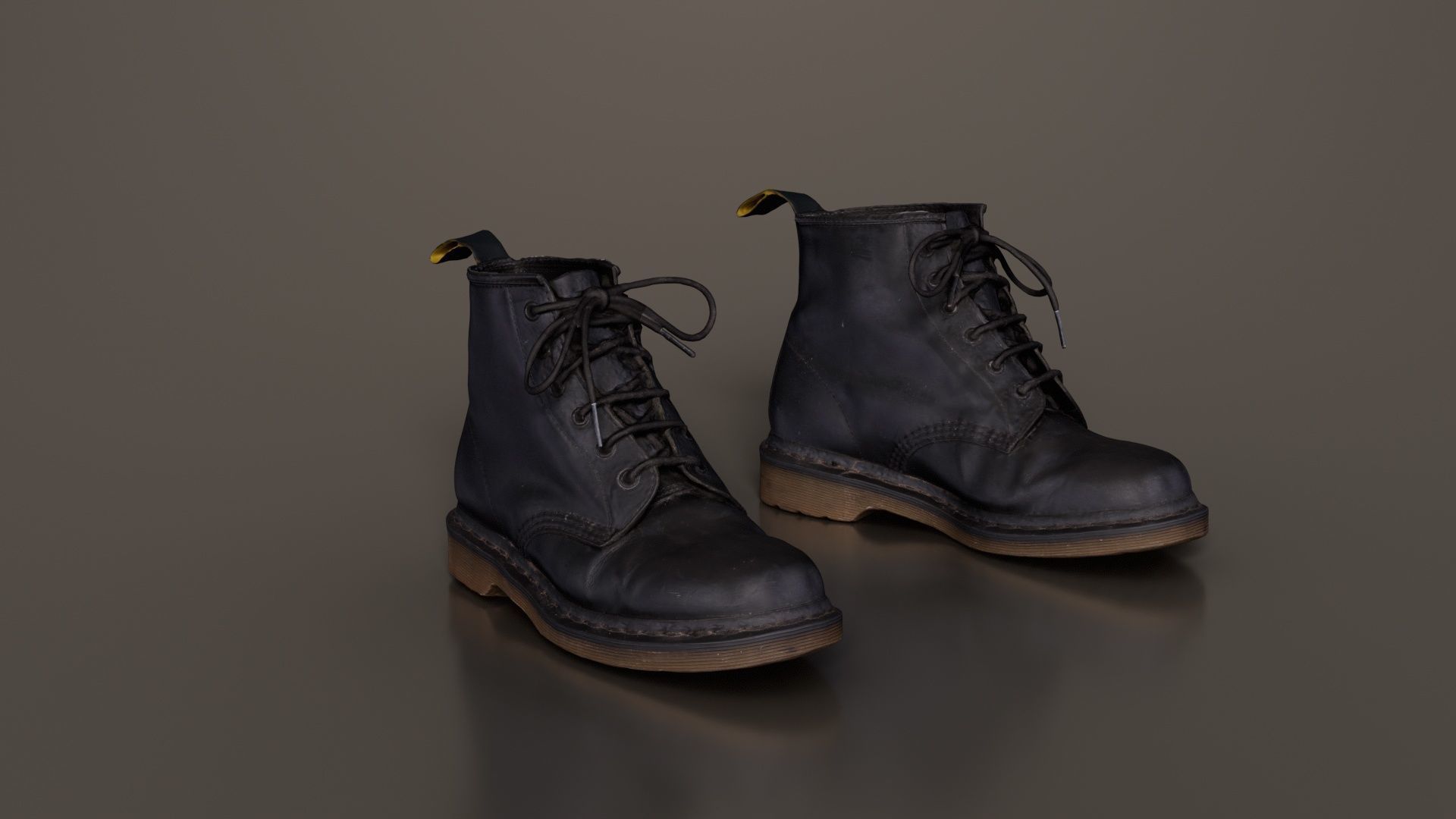 Black Leather Boots Low-poly 3D model_5