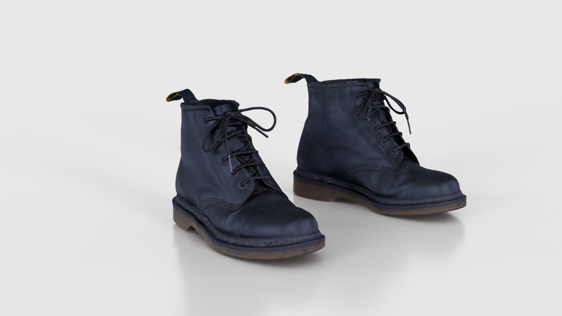 Black Leather Boots Low-poly 3D model_18