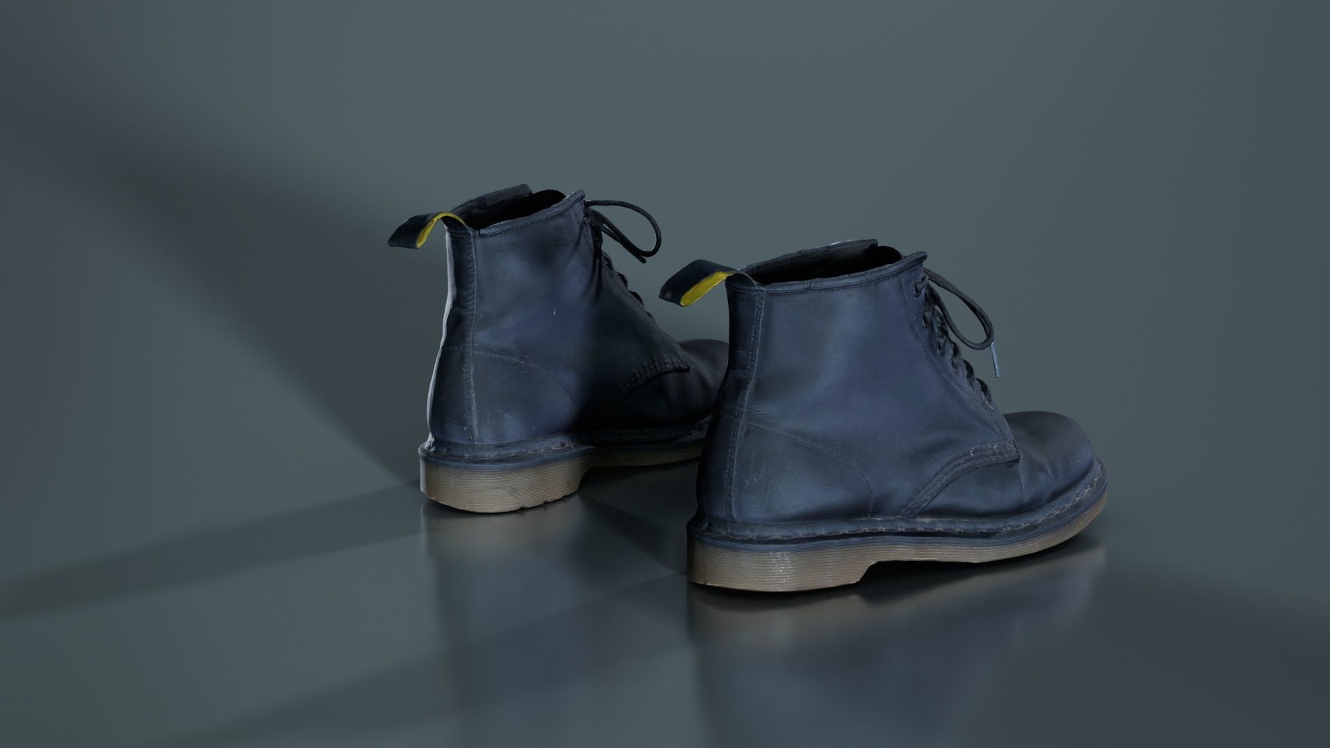 Black Leather Boots Low-poly 3D model_4