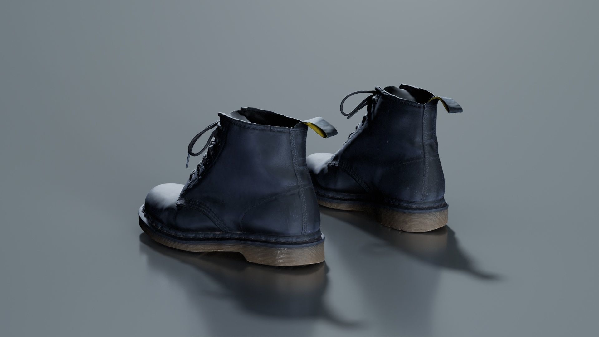 Black Leather Boots Low-poly 3D model_6