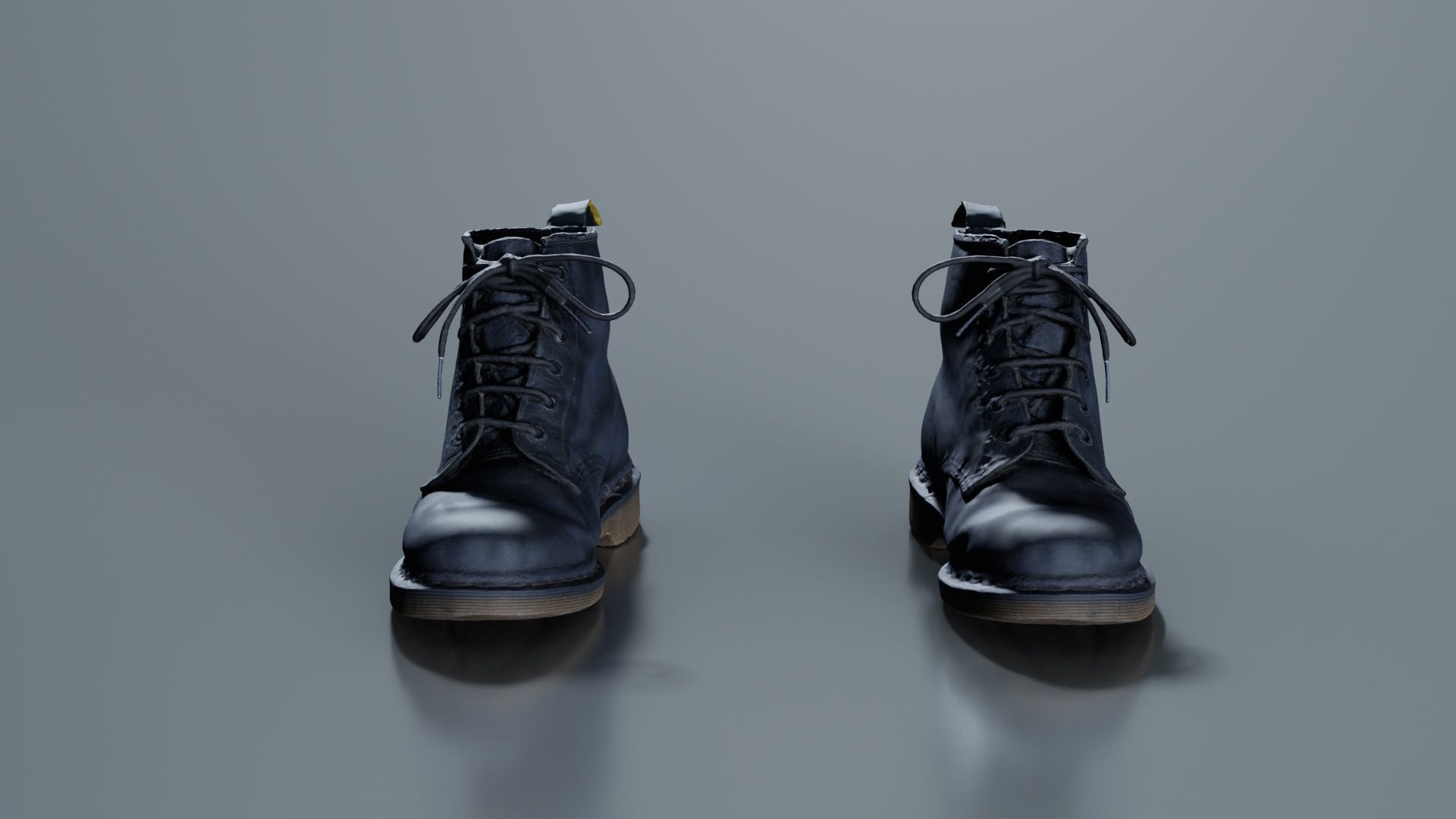 Black Leather Boots Low-poly 3D model_7