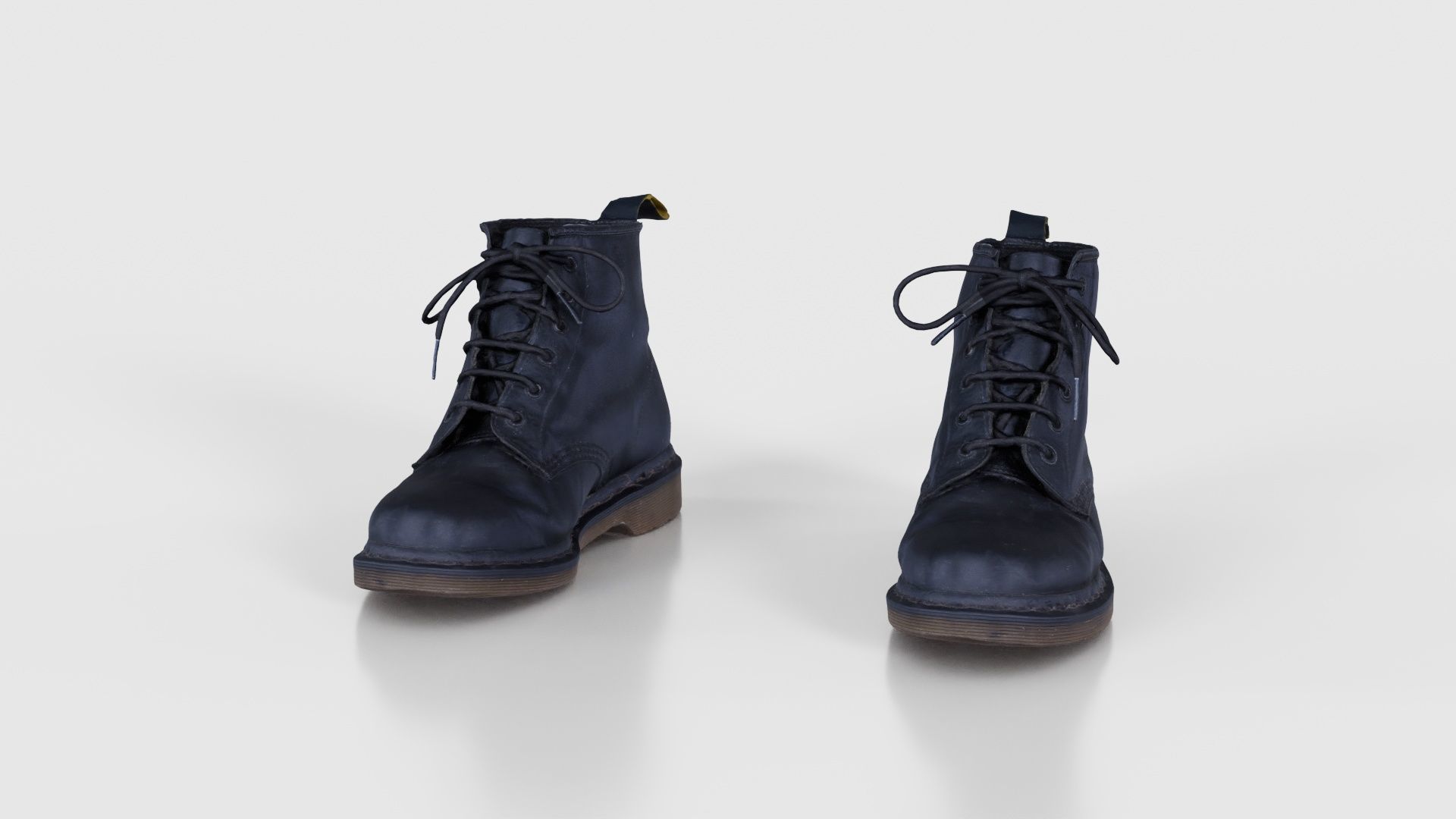 Black Leather Boots Low-poly 3D model_16