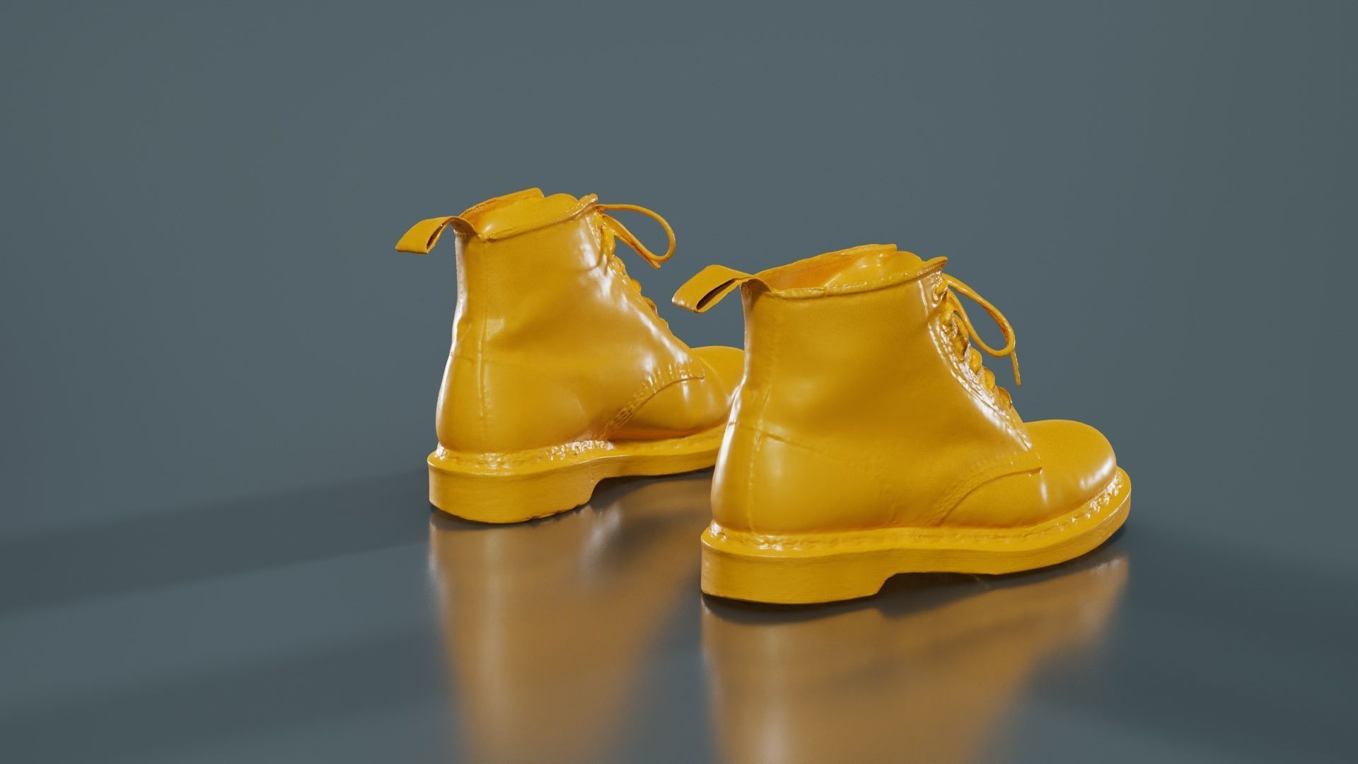 Black Leather Boots Low-poly 3D model_13