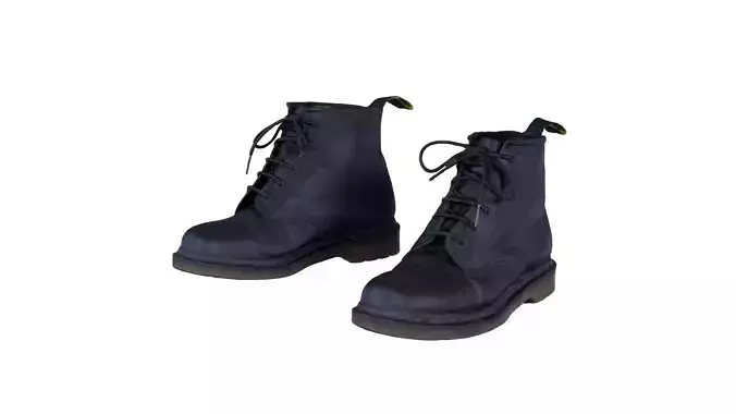 Black Leather Boots Low-poly 3D model