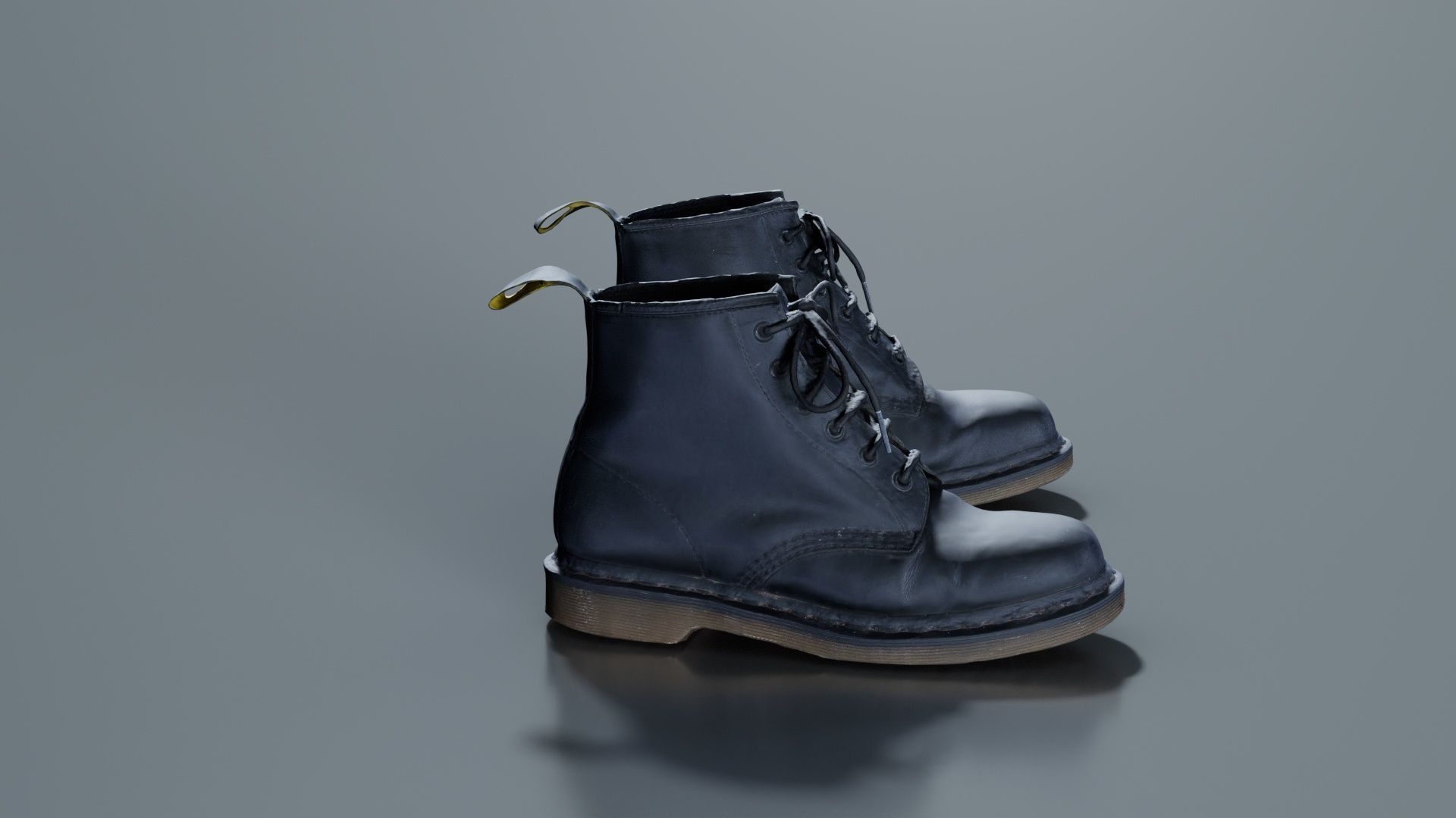 Black Leather Boots Low-poly 3D model_1