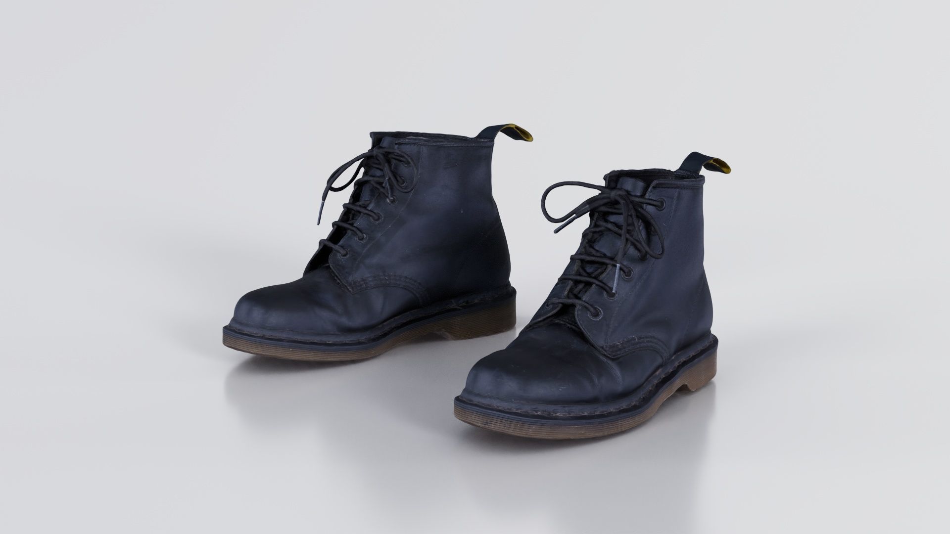 Black Leather Boots Low-poly 3D model_8