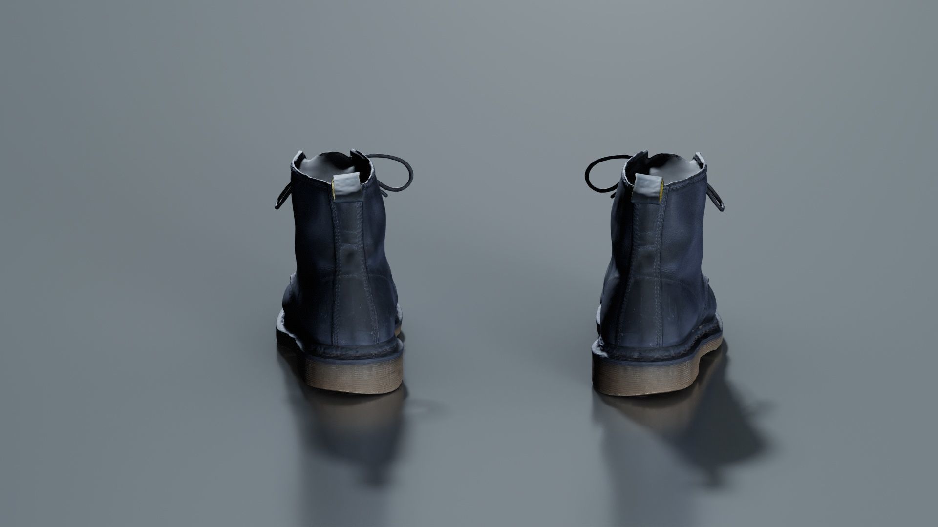 Black Leather Boots Low-poly 3D model_2