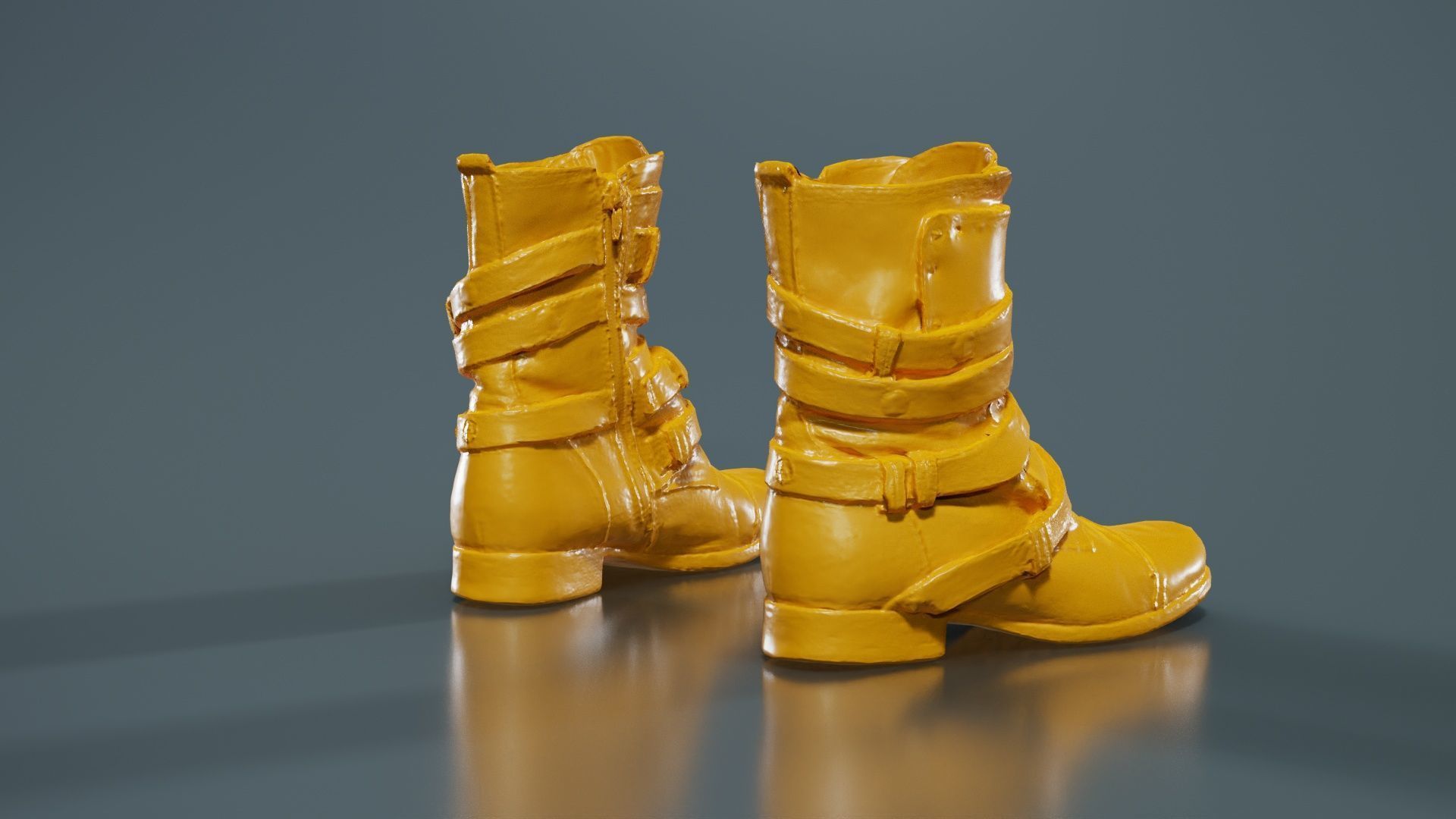 Black Leather Gothic Boot Low-poly 3D model_13