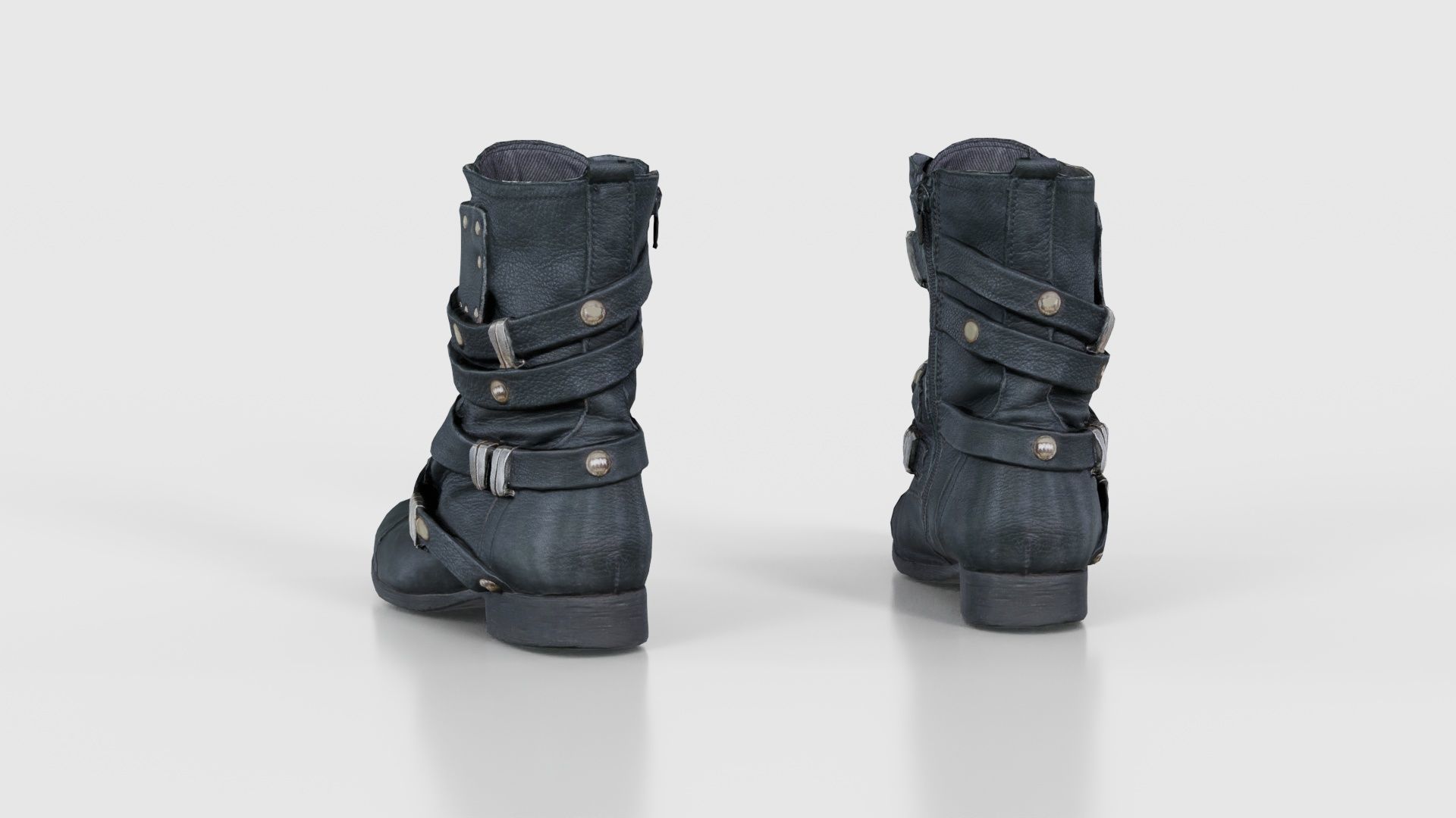 Black Leather Gothic Boot Low-poly 3D model_23