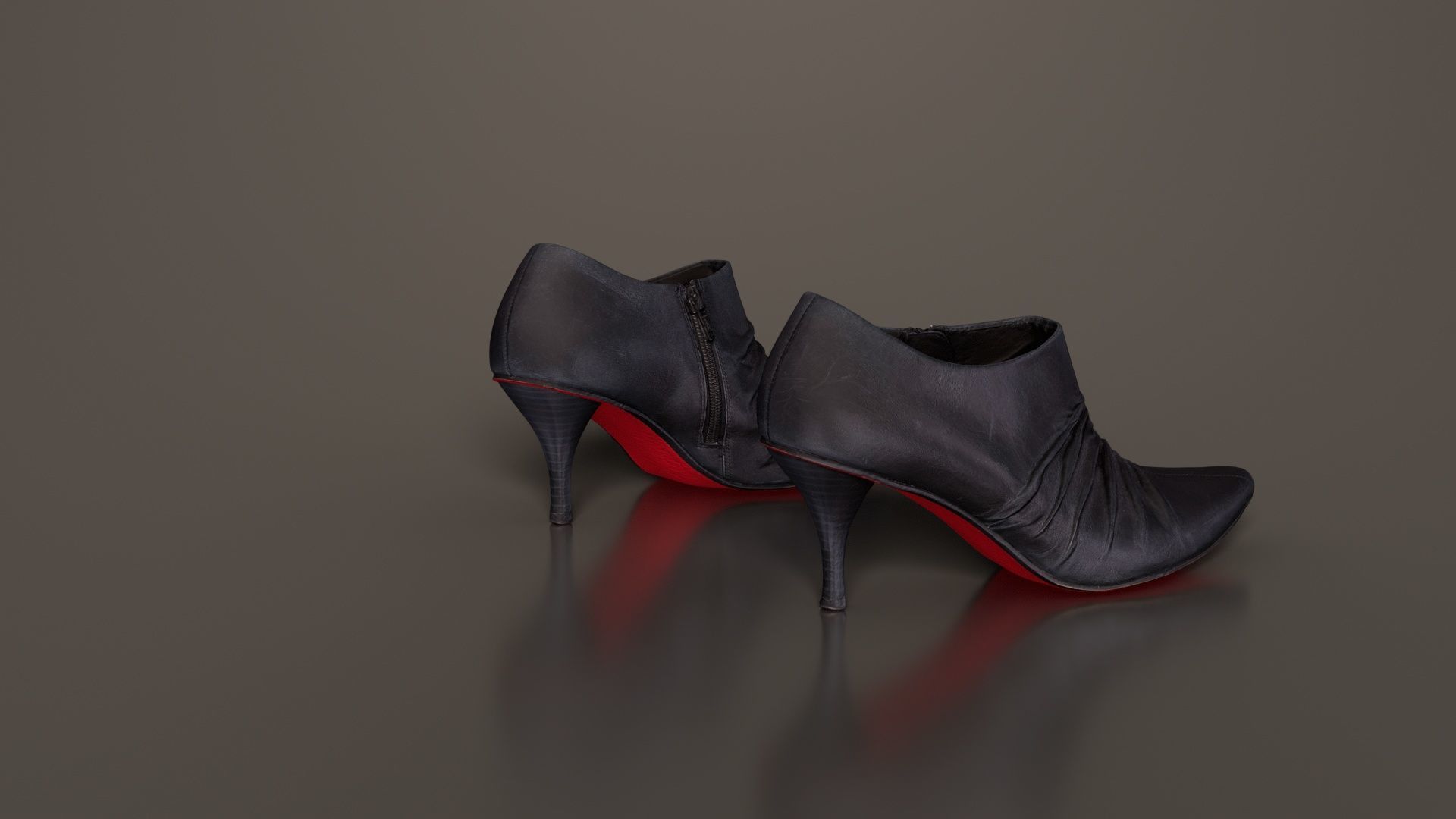 Black Leather Pumps Low-poly 3D model_4