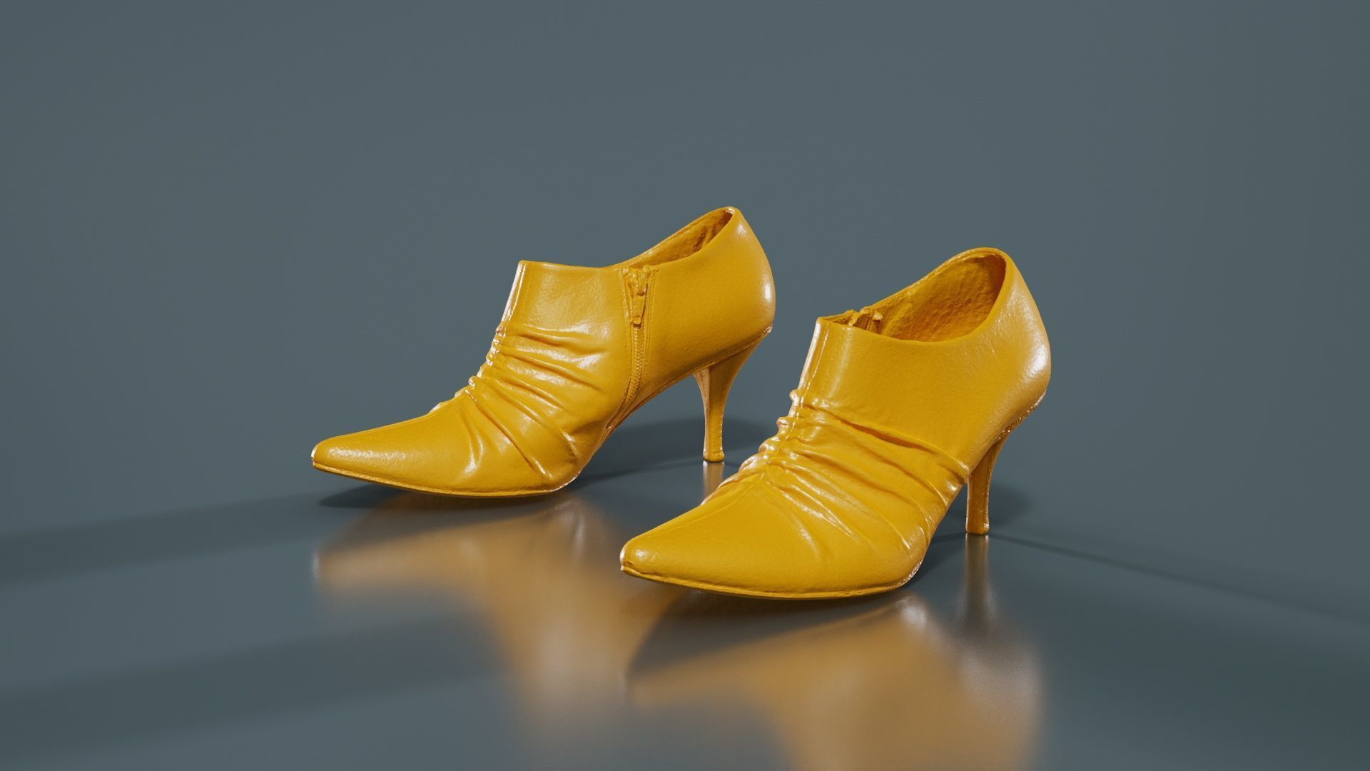 Black Leather Pumps Low-poly 3D model_12