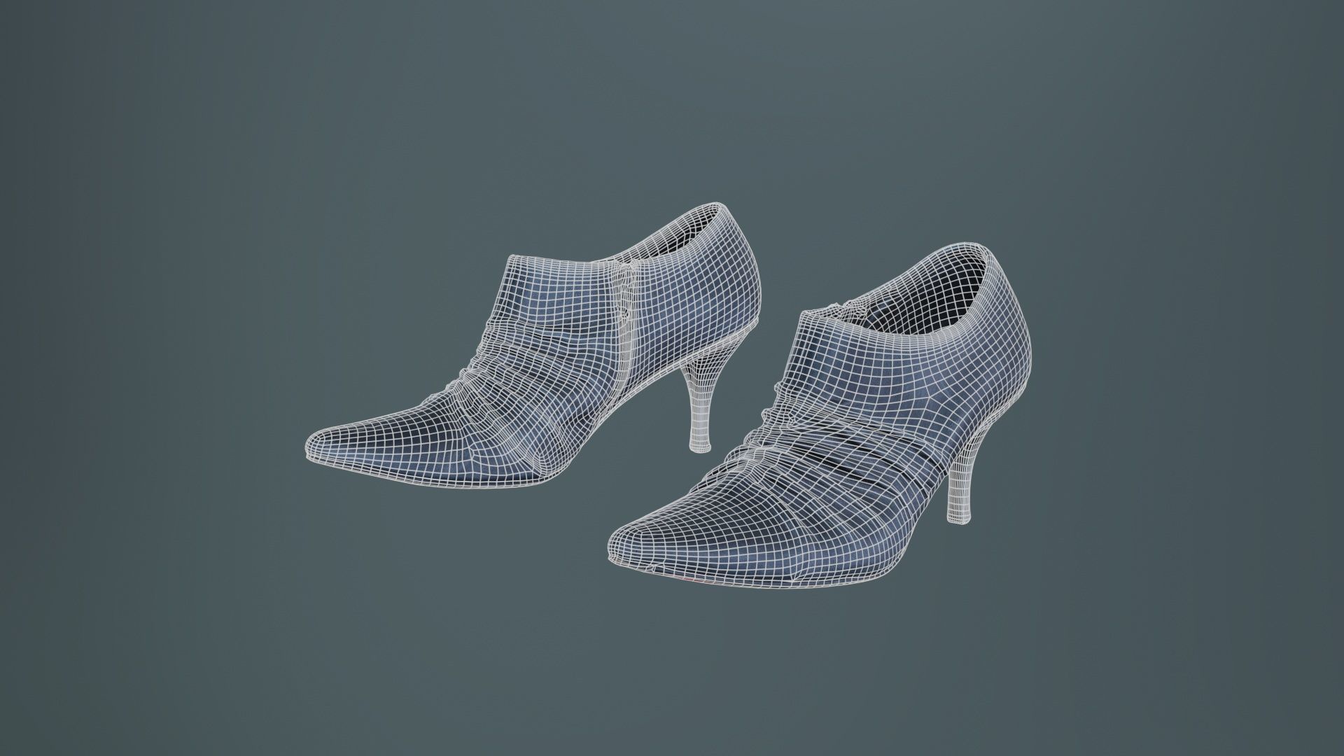 Black Leather Pumps Low-poly 3D model_9