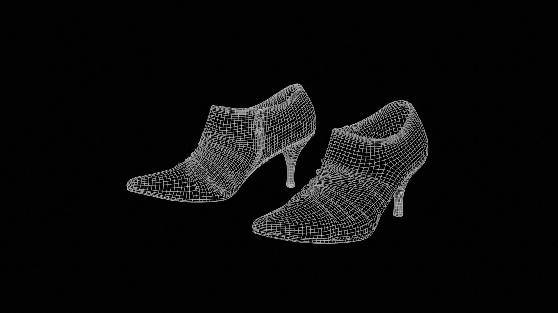 Black Leather Pumps Low-poly 3D model_11