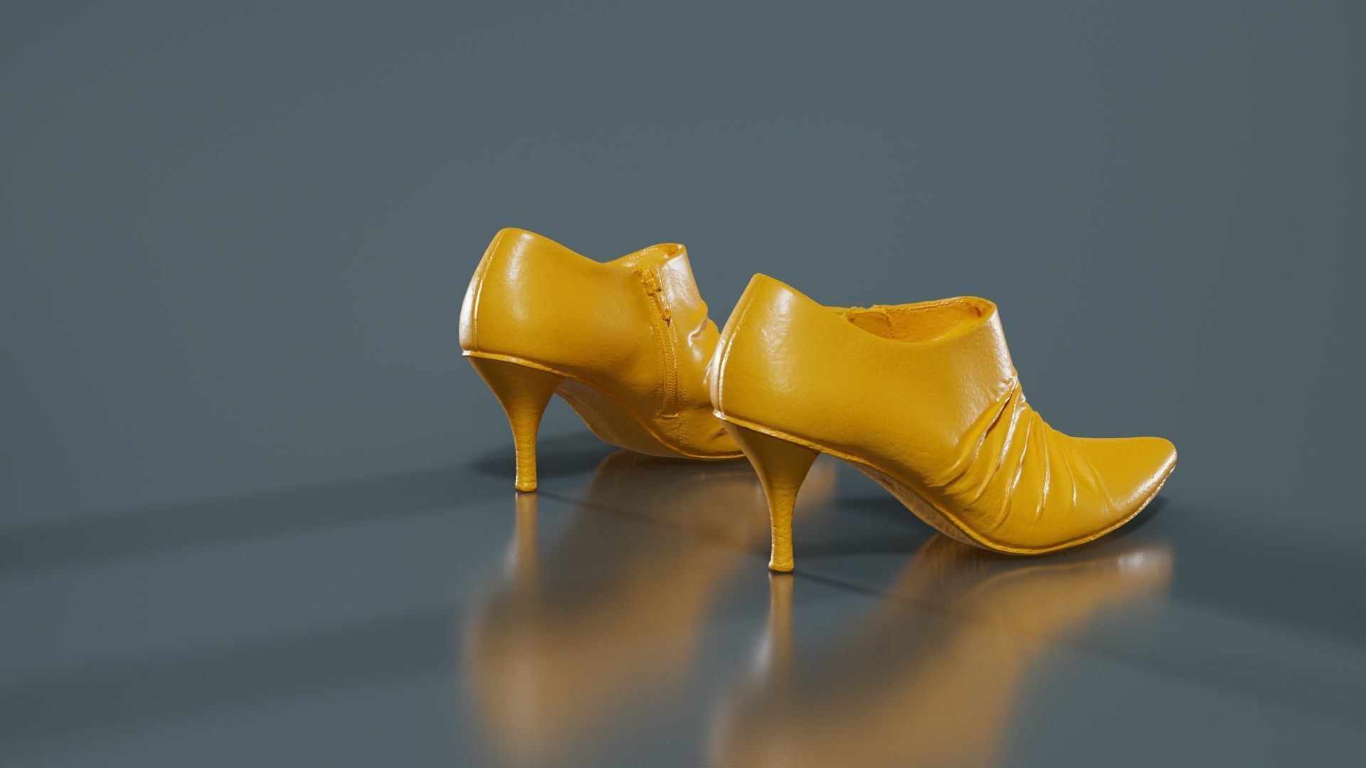 Black Leather Pumps Low-poly 3D model_13