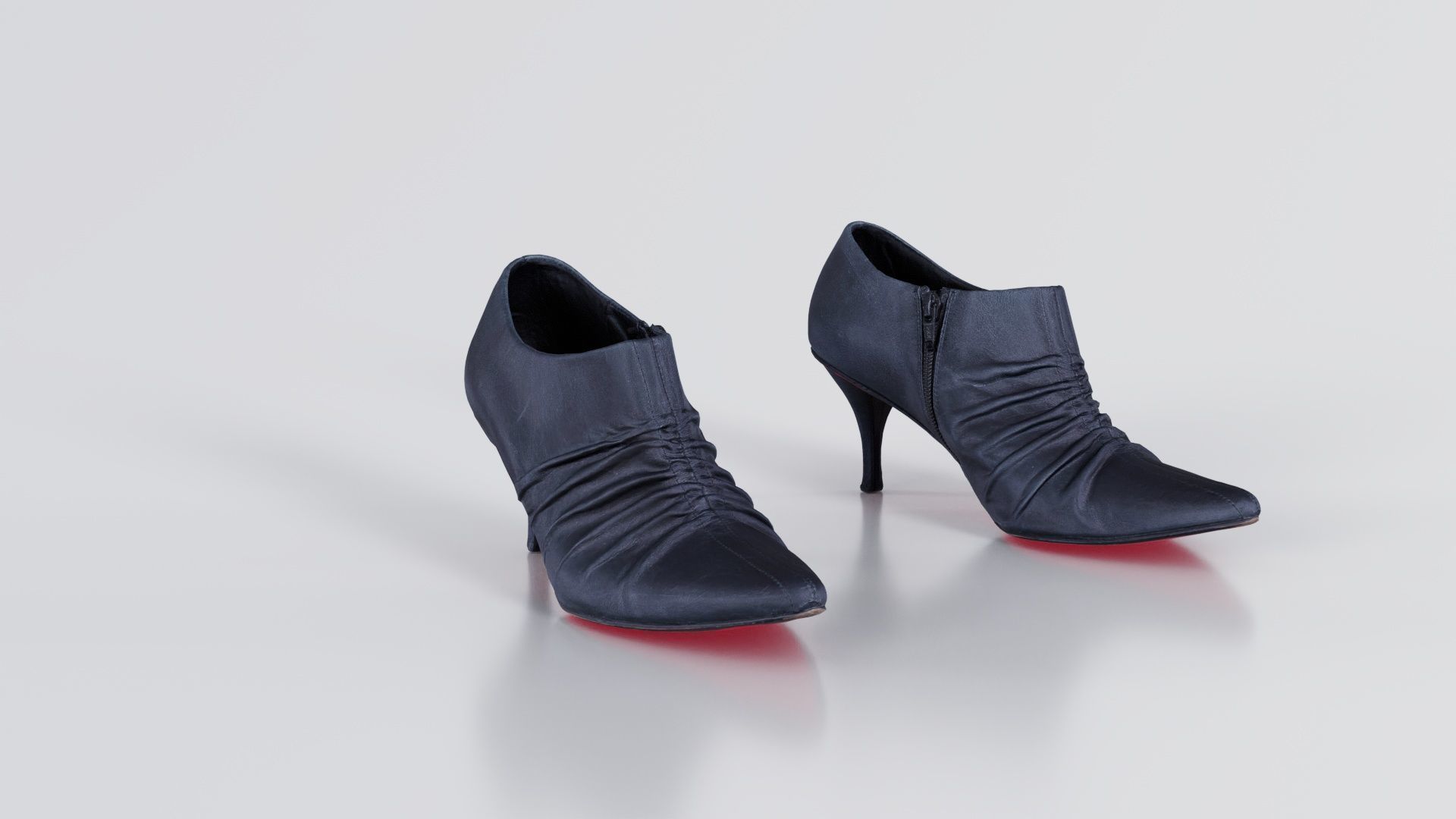Black Leather Pumps Low-poly 3D model_1