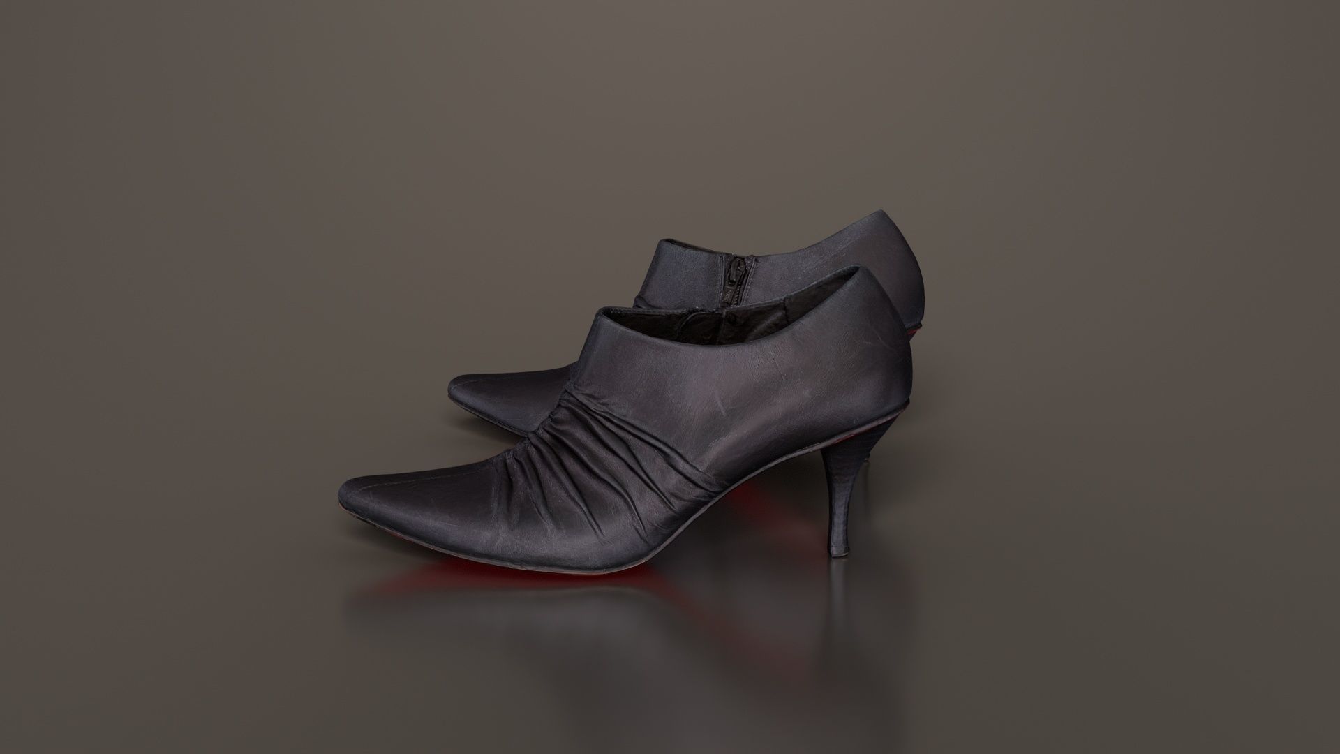 Black Leather Pumps Low-poly 3D model_6