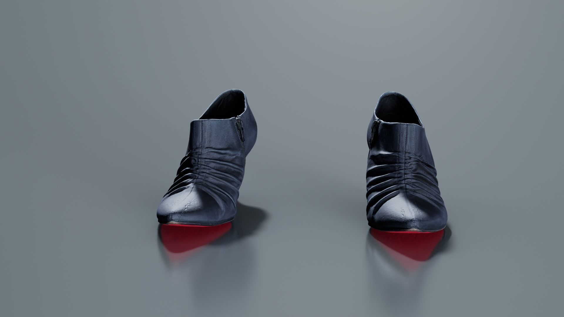 Black Leather Pumps Low-poly 3D model_7