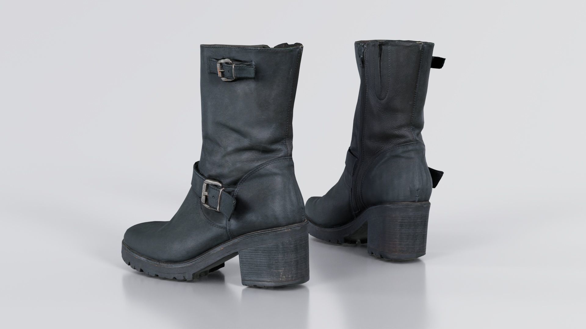 Black Leather Shoe Low-poly 3D model_4