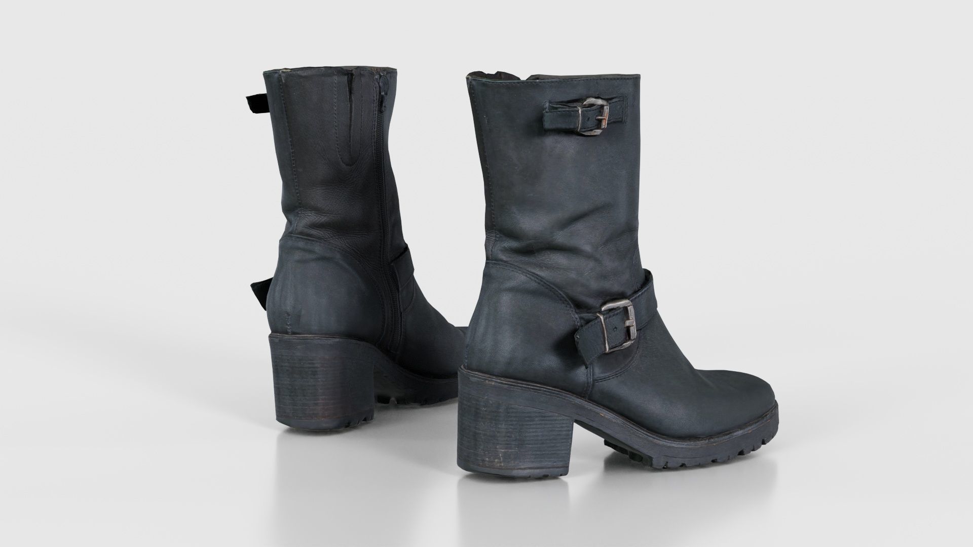 Black Leather Shoe Low-poly 3D model_21